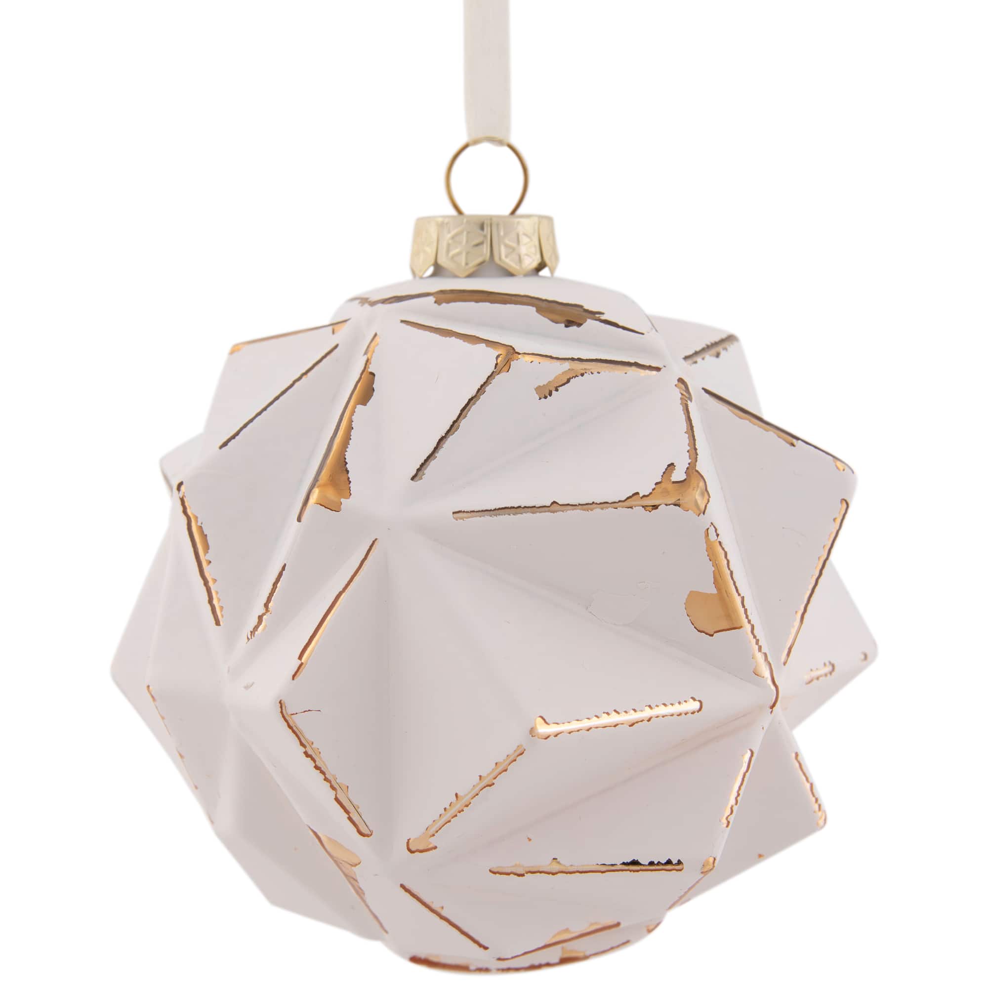 4" Pink & Gold Geometric Glass Ball Ornament