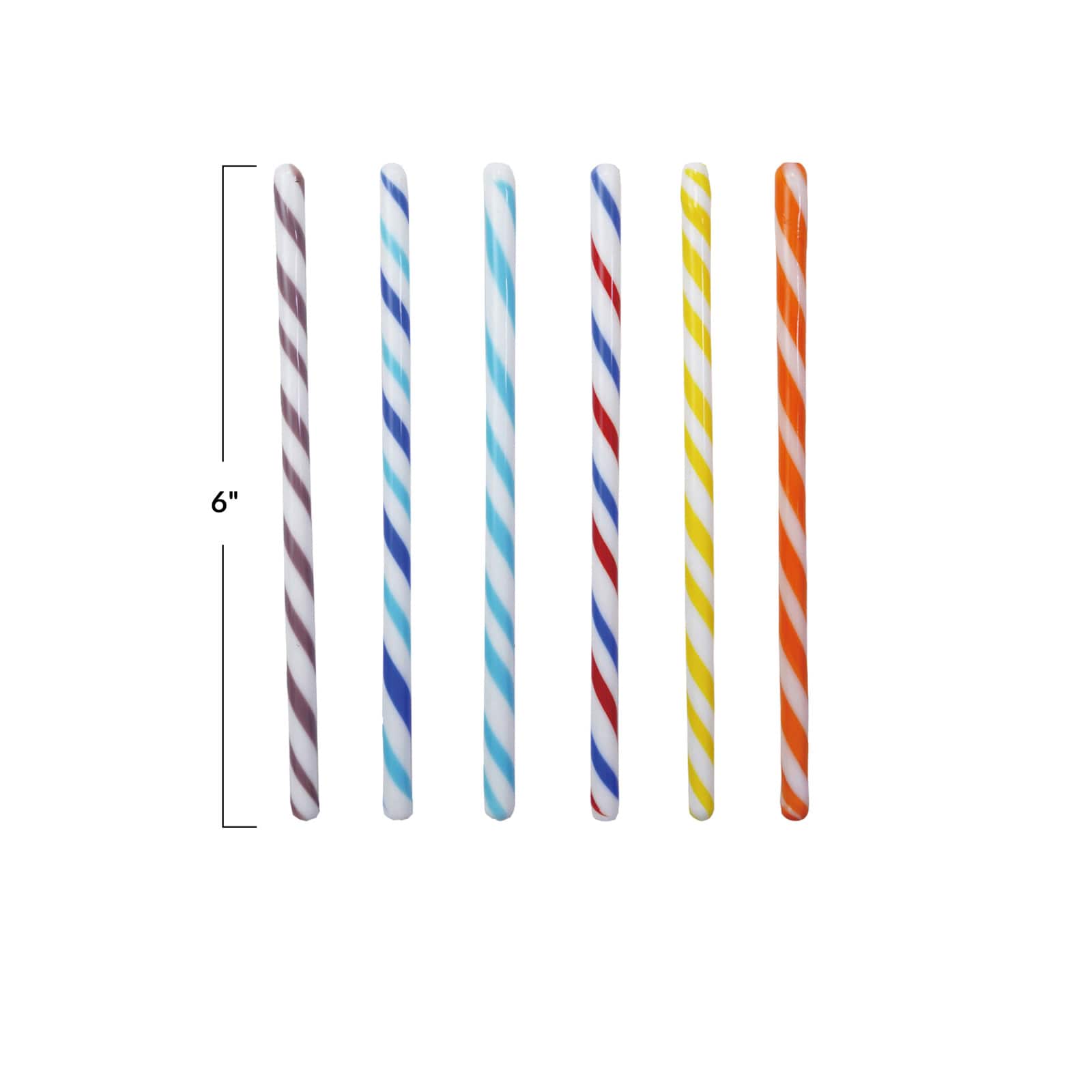 Hello Honey® 6-Piece Multicolor Glass Cocktail Stir Stick Set with Stripes