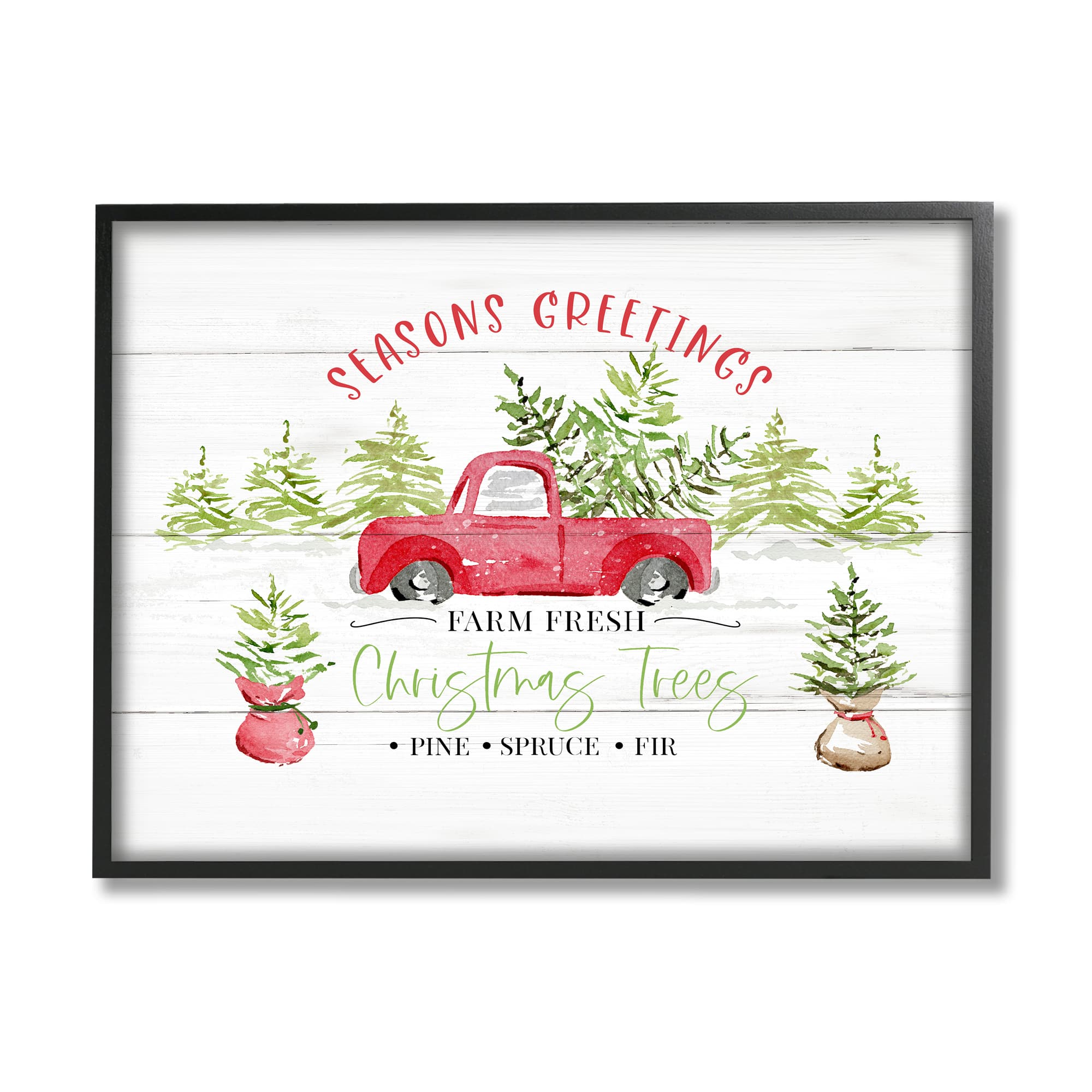 Stupell Industries Farm Fresh Christmas Trees Seasonal Framed Giclee Art