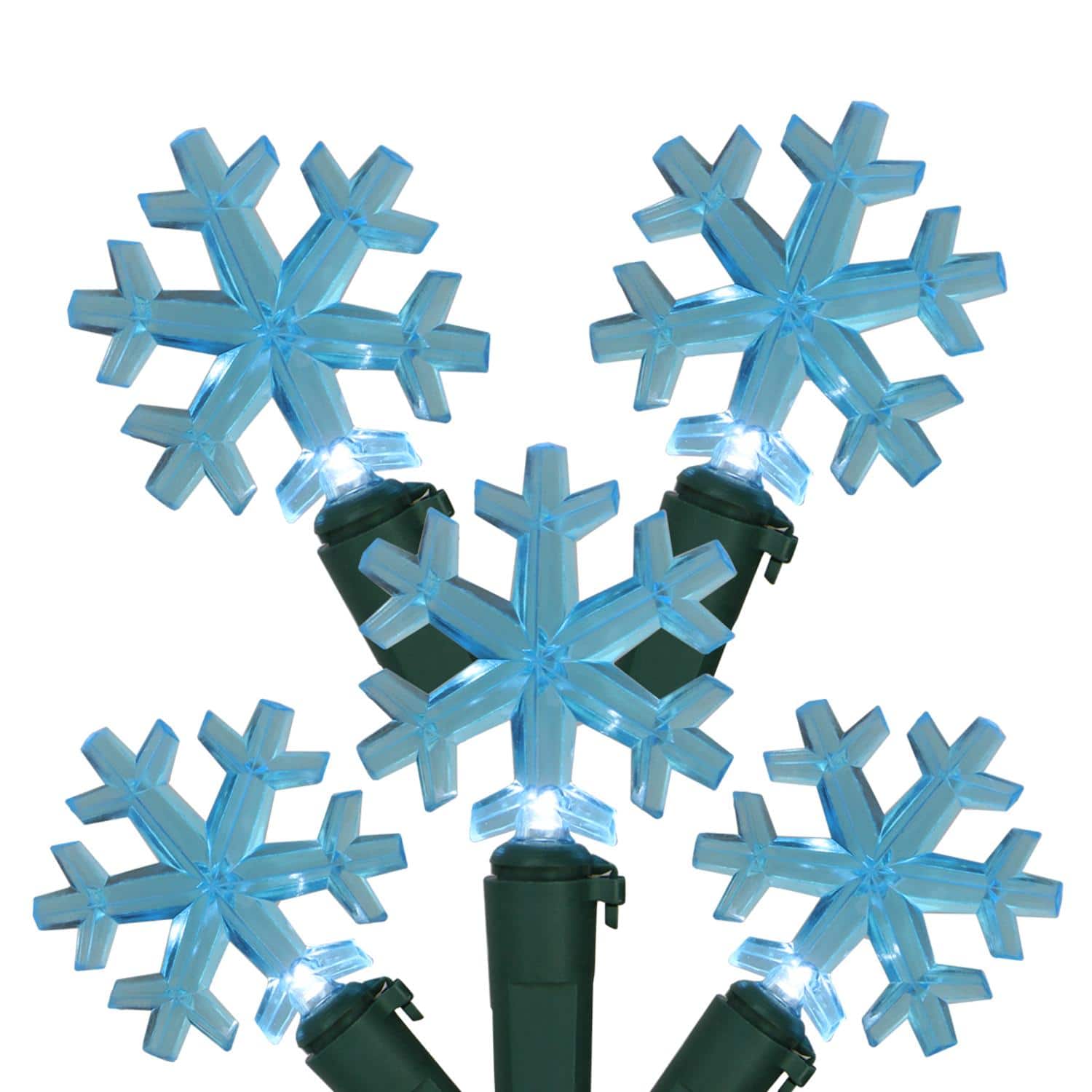 20ct. Blue LED Snowflake String Lights