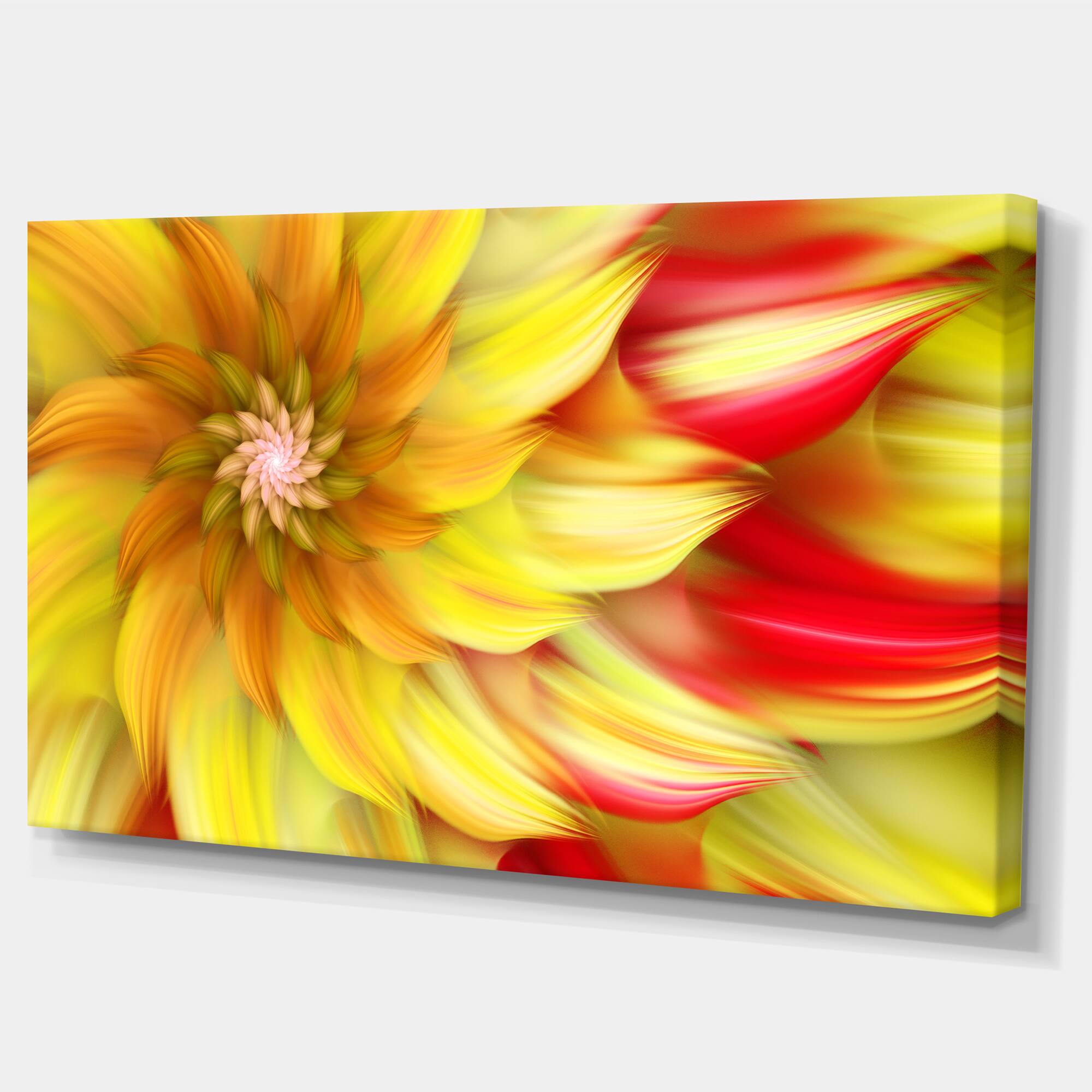 Designart - Rotating Yellow Red Fractal Flower