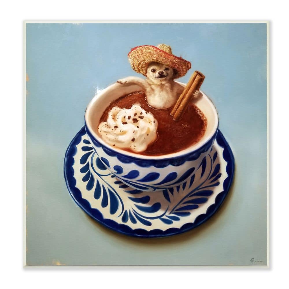 Stupell Industries Chihuahua Hot Chocolate Pet Animal Humor Café,12" x 12"