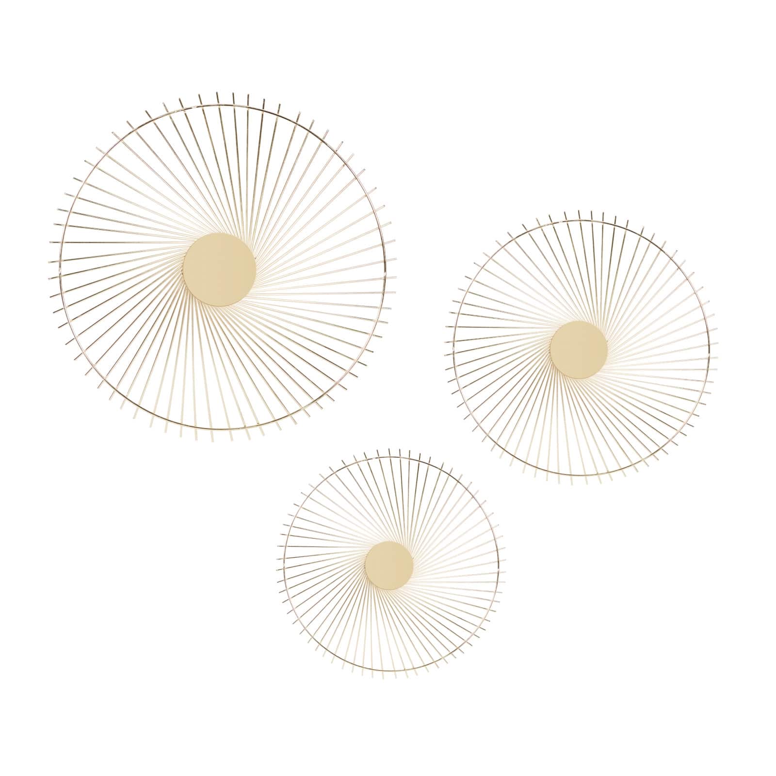 Gold Metal Contemporary Wall Décor Set, 16", 18" & 23"