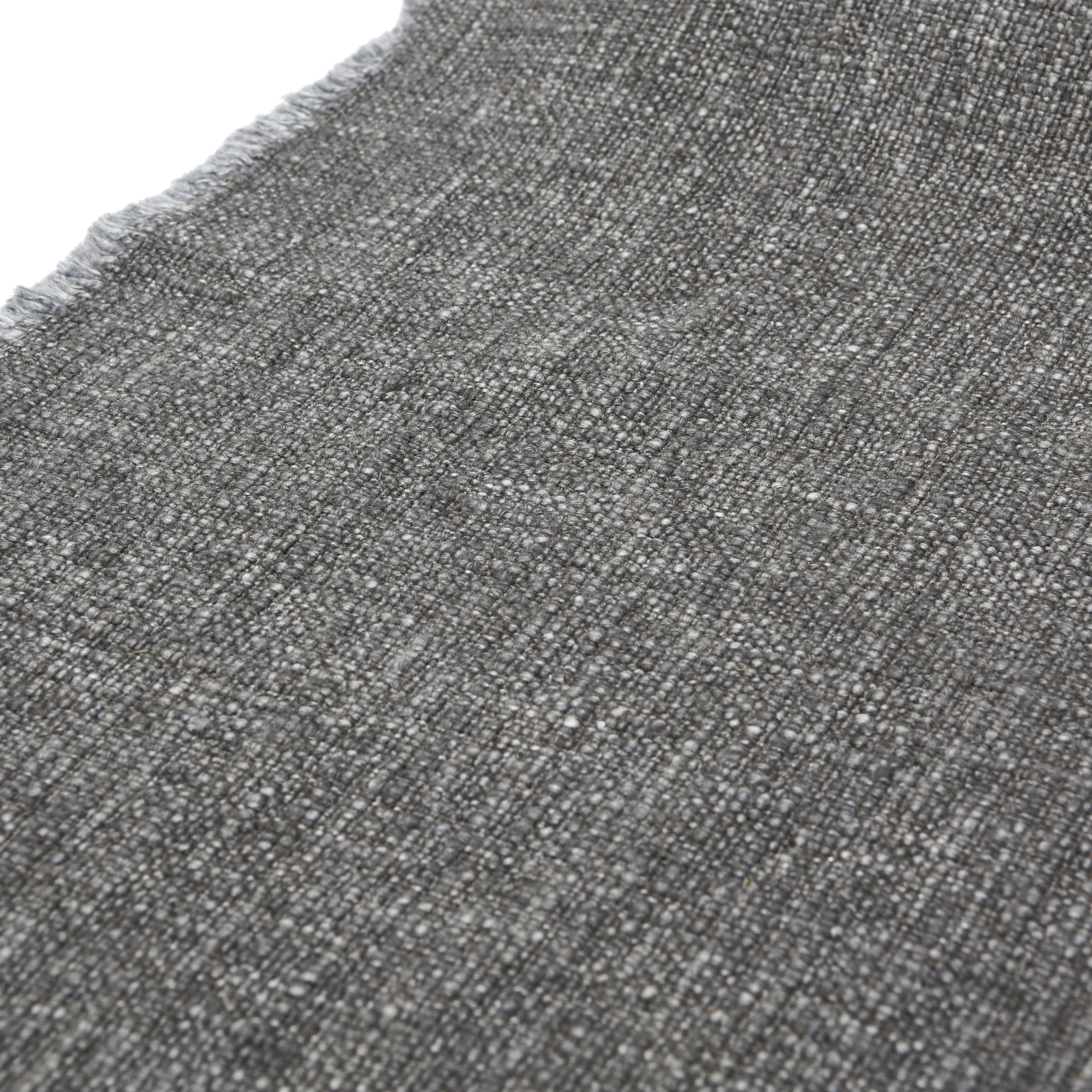 Hello Honey® 108" Gray Linen-Blend Table Runner with Frayed Edges