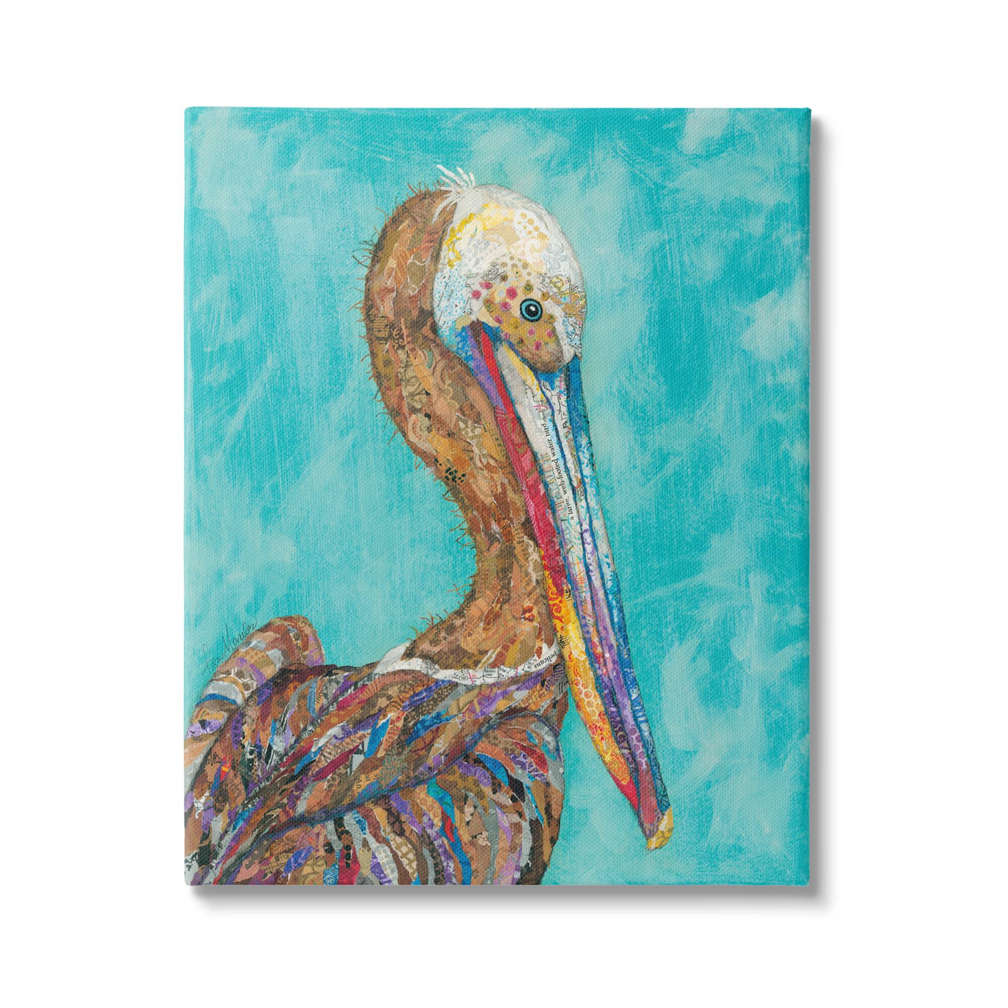 Stupell Industries Beautiful Pelican Bird Vivid Patterns Canvas Wall Art