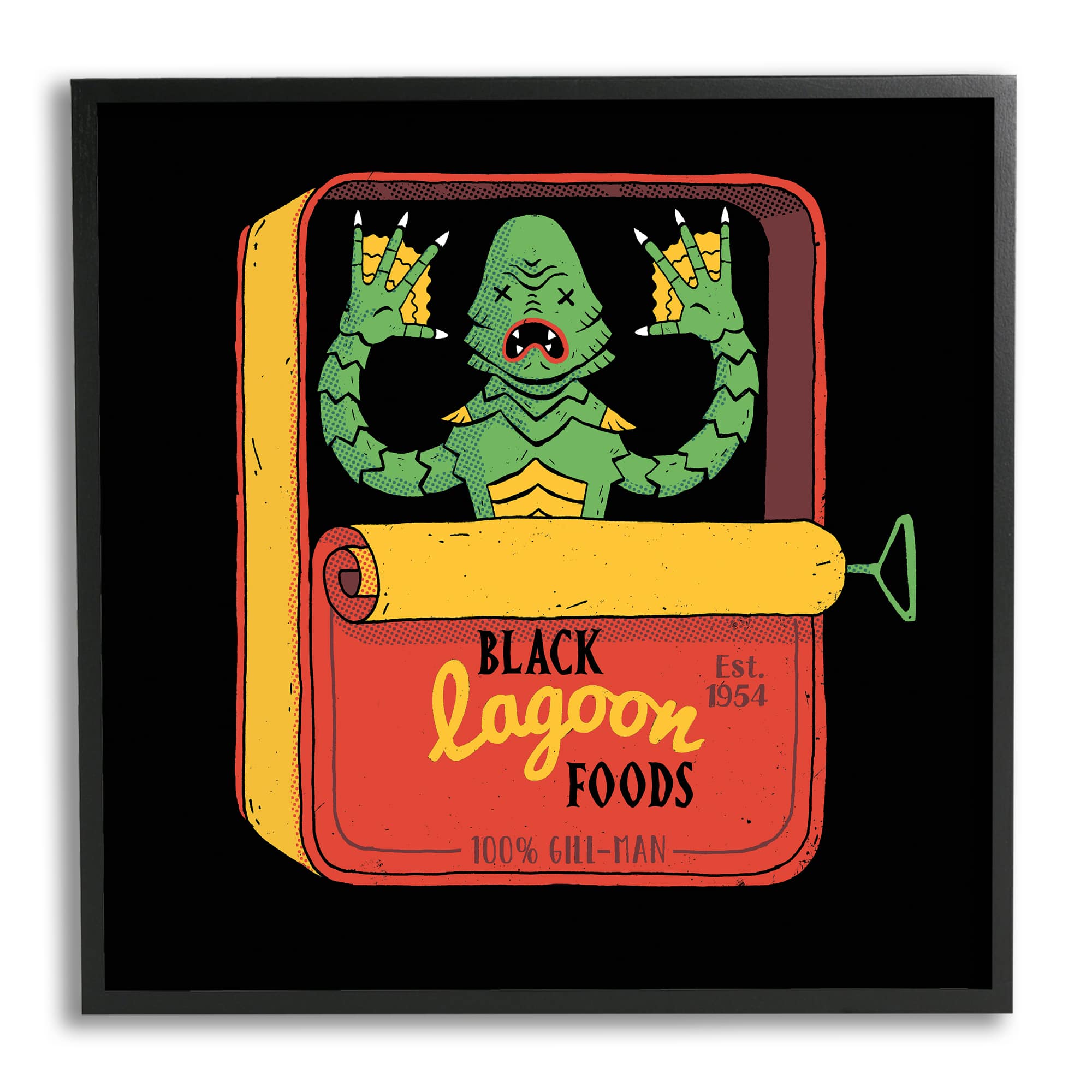 Stupell Industries Black Lagoon Creature Novelty Tuna Can Design Framed Giclee Art