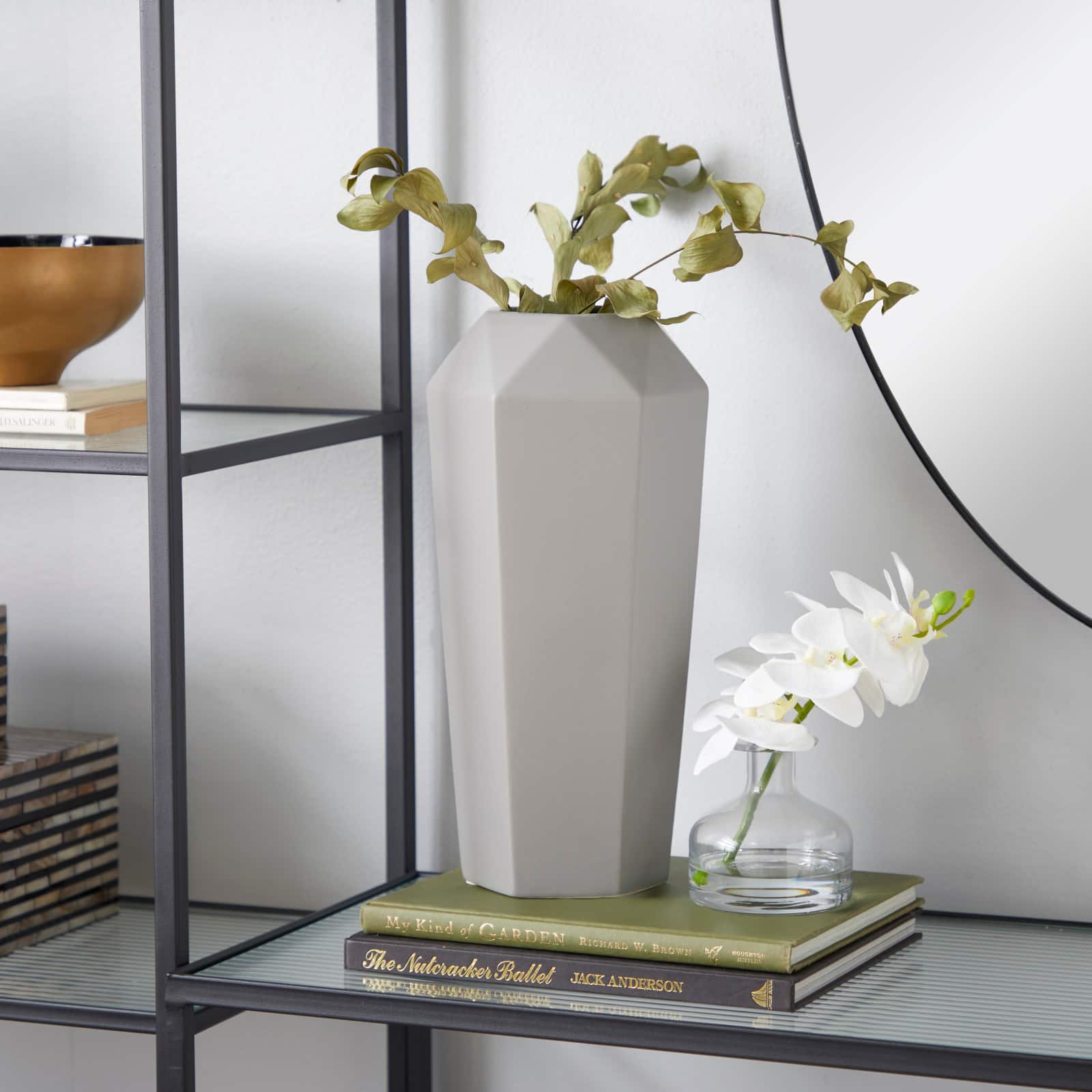 14" Light Gray Matte Stoneware Contemporary Vase