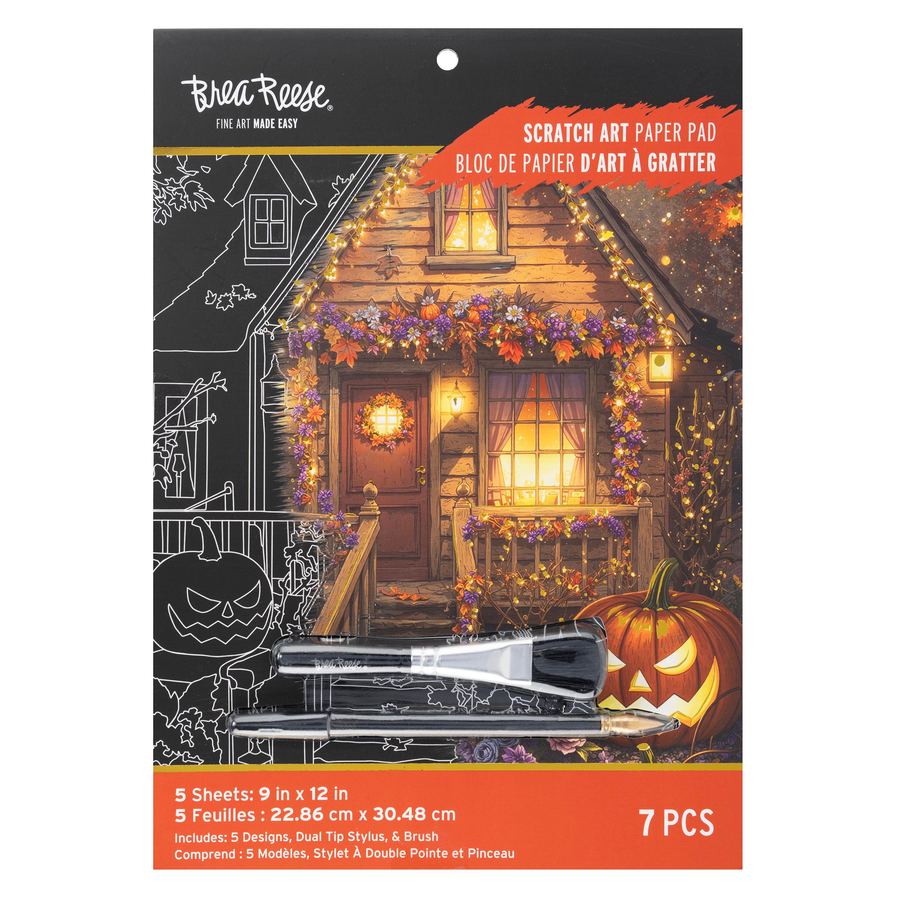 Brea Reese® 9" x 12" Smalltown Halloween Scratch Art Paper Pad