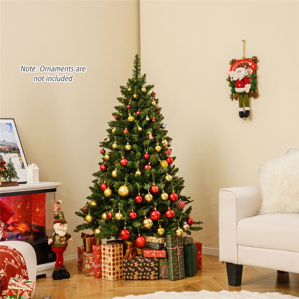 Costway 5 ft Pre-Lit Artificial Christmas Tree, Warm White LED Lights