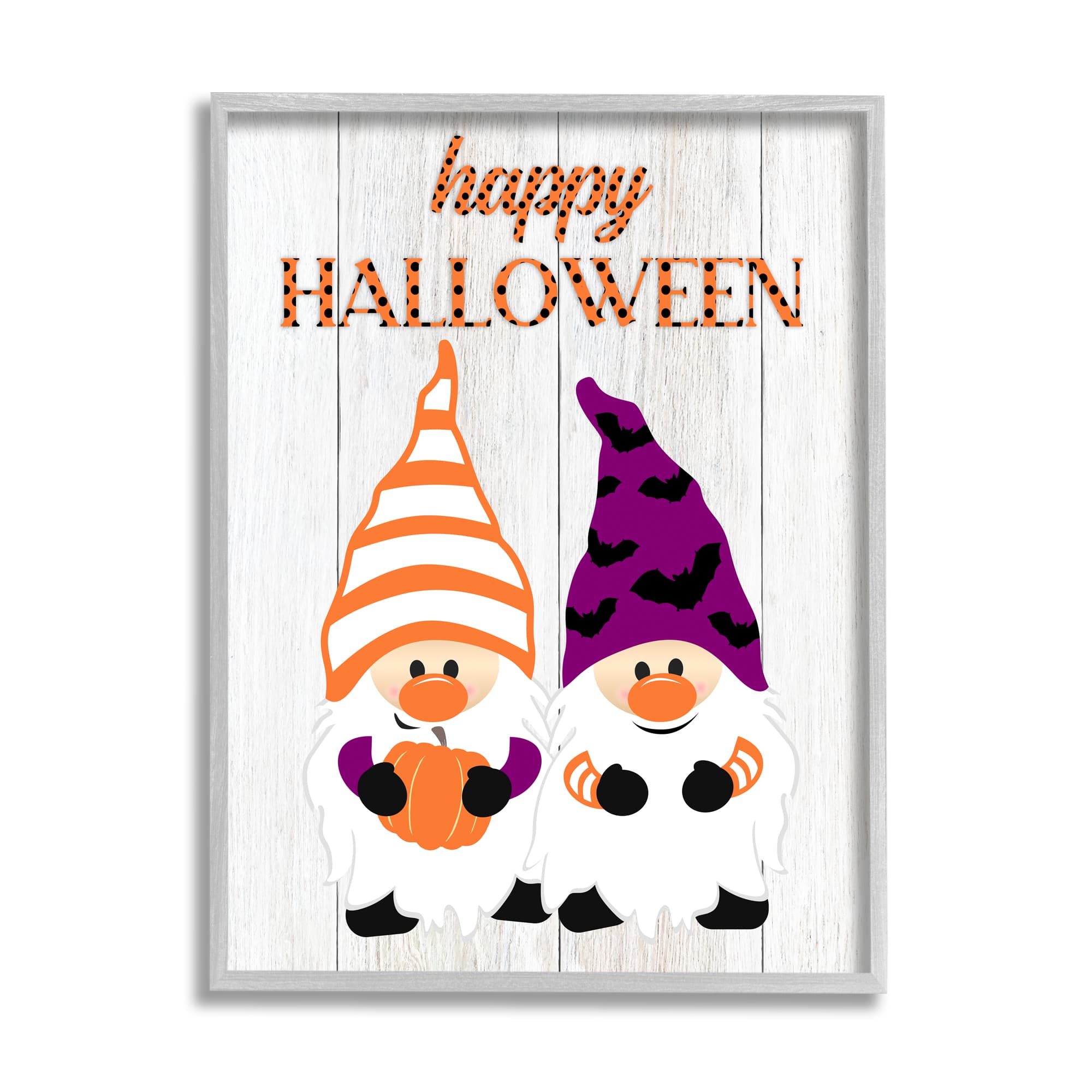 Stupell Industries Happy Halloween Seasonal Gnomes Framed Giclee Art