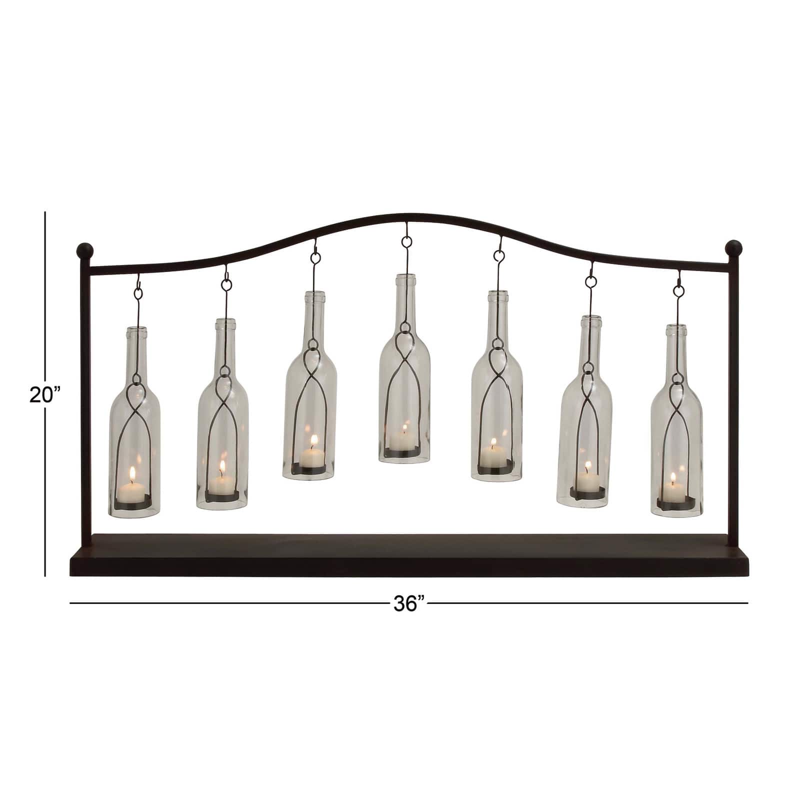 36" Black Iron Farmhouse Candle Holder Lantern