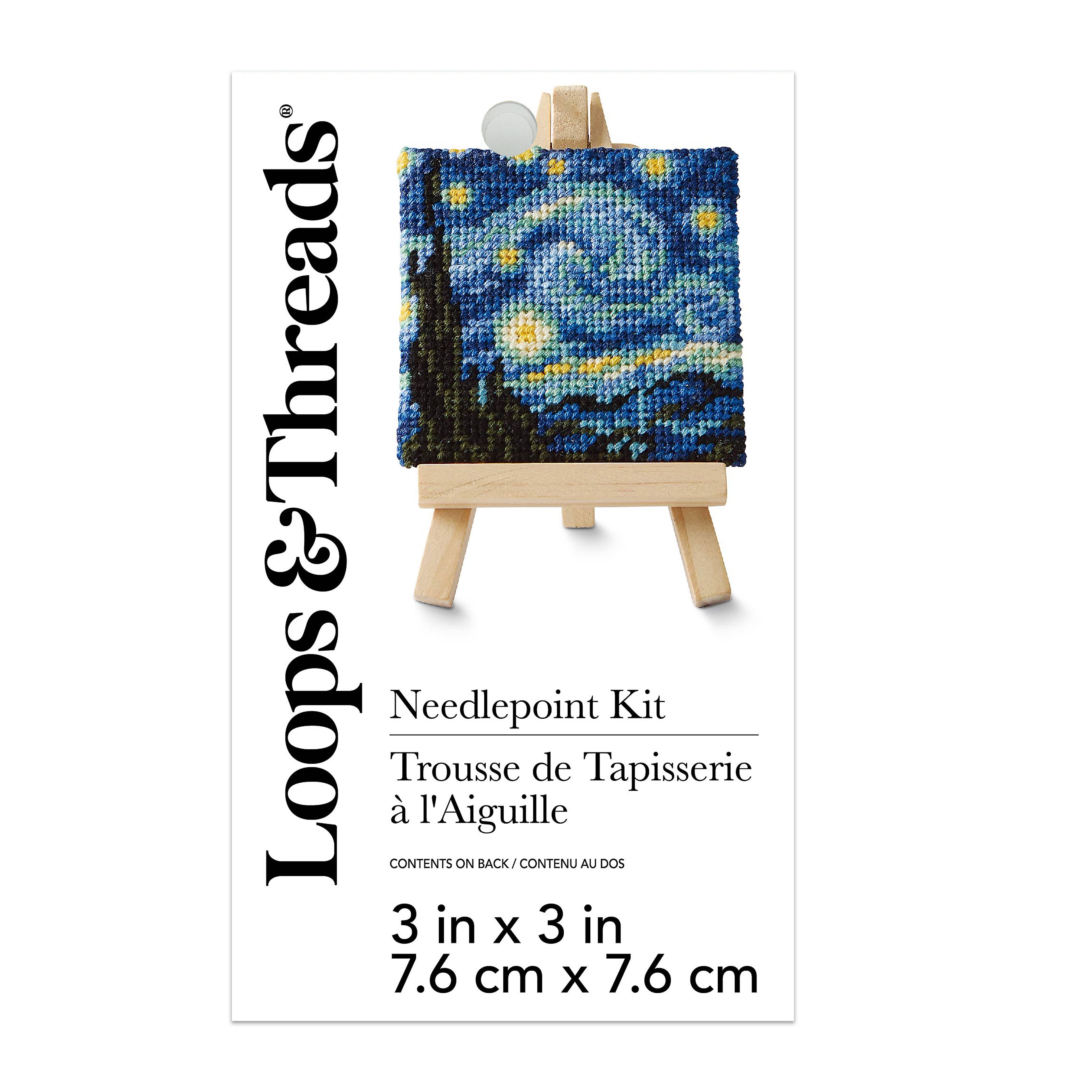 3" x 3" Starry Night Needlepoint Kit with Easel by Loops & Threads®