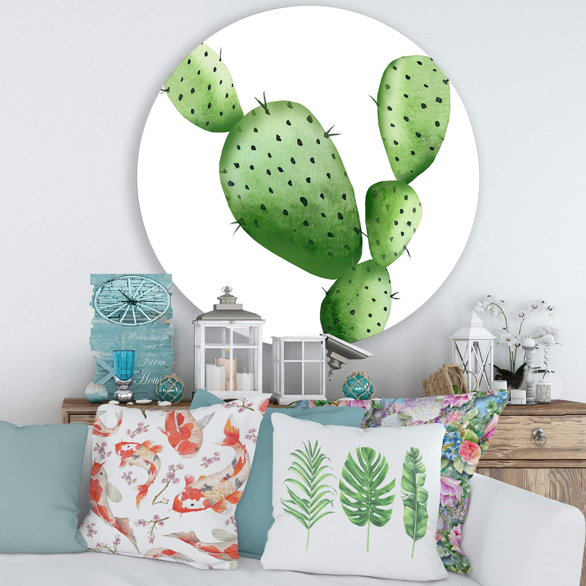 Designart - Green Southwestern Cactus