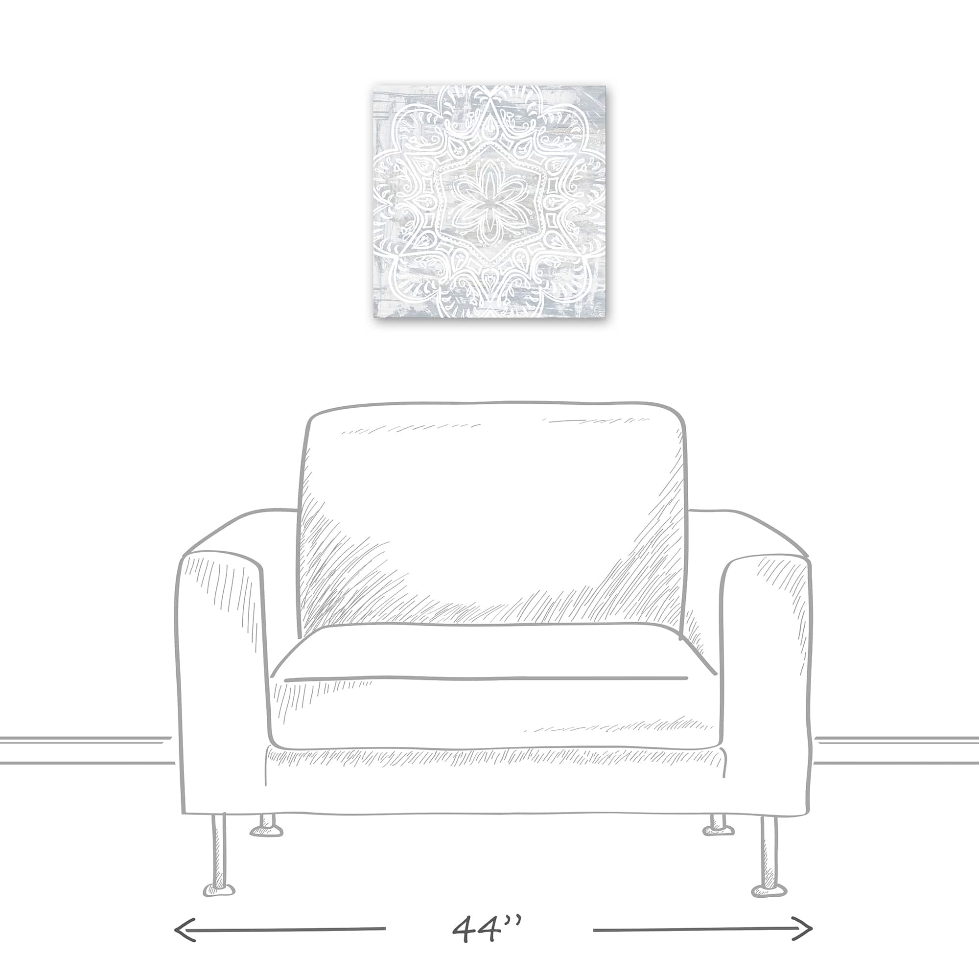 White Textured Medallion IV 16" x 16" Canvas Wall Art