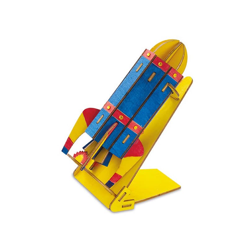 Trousse de casse-tête en bois 3D à colorier fusée de Creatology