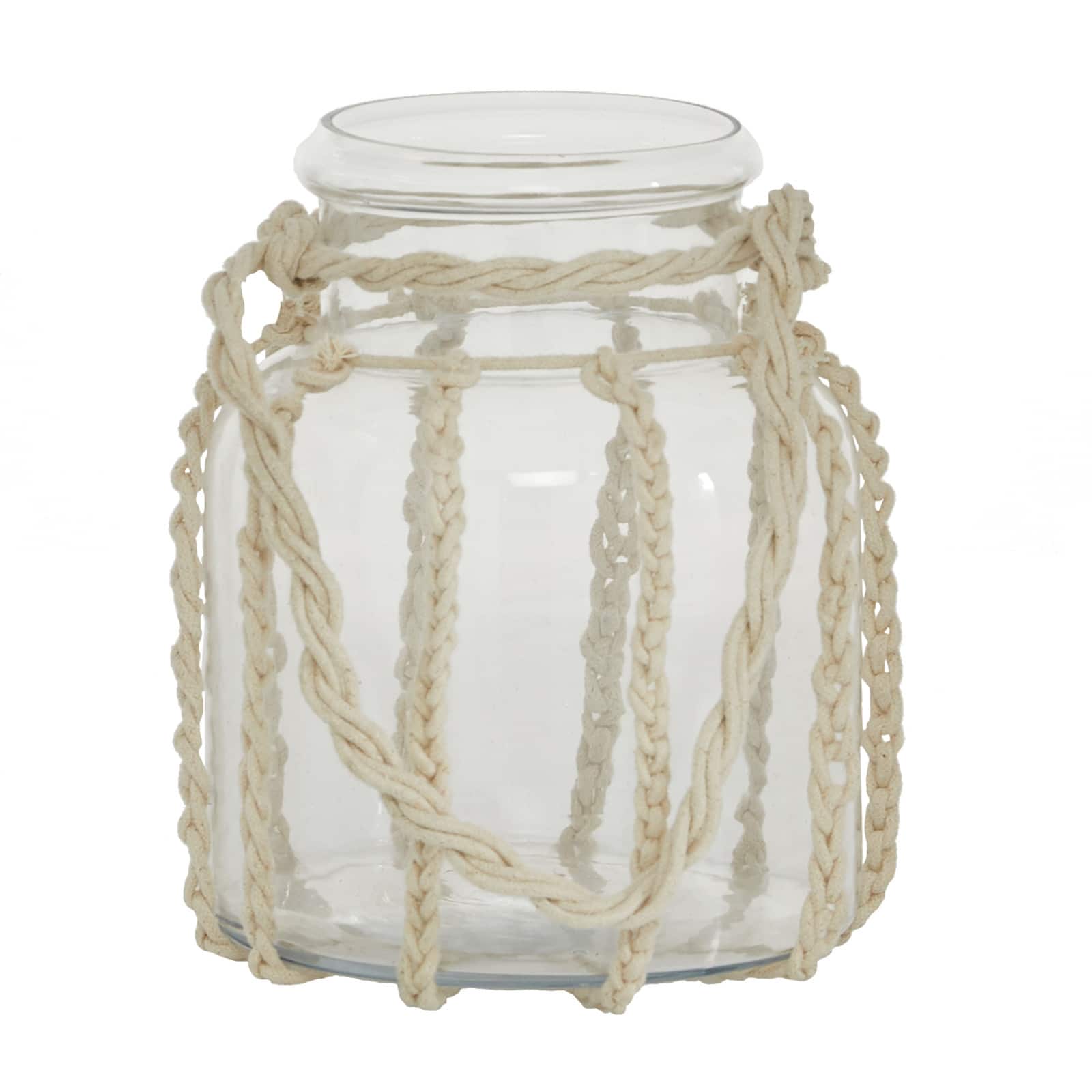 White Glass Coastal Lantern, 8" x 8" x 7"