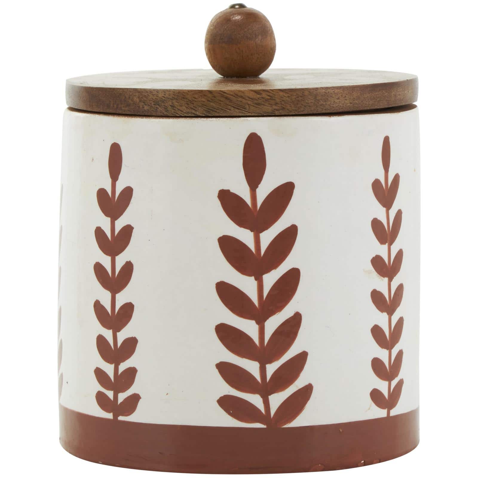 Cream & Brown Ceramic Floral Canister Set with Lids