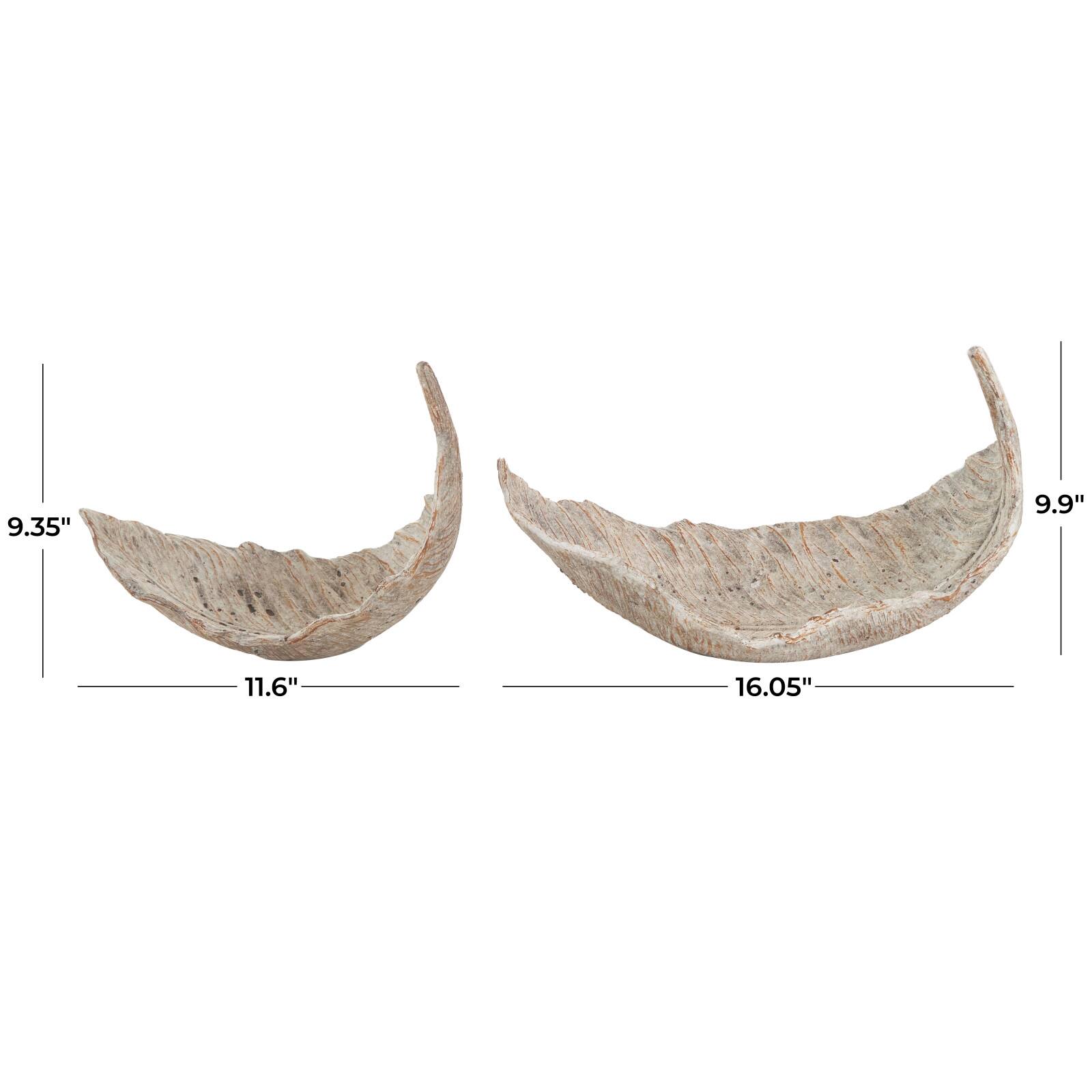 Champagne Leaf Textured Decorative Bowl Set