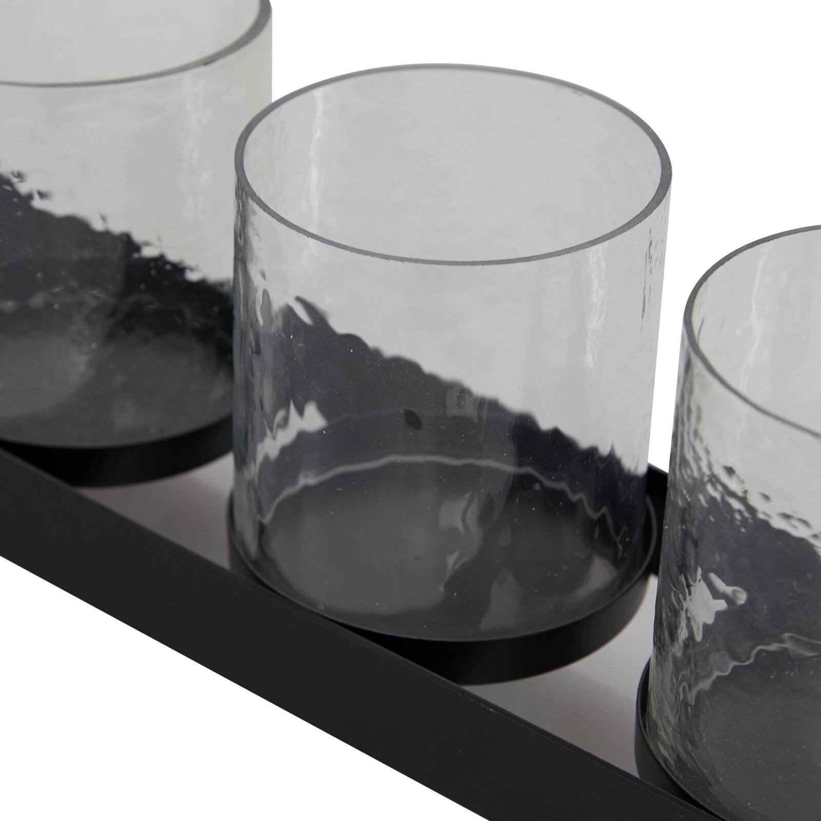 Set of 2 Black Metal Candle Holder, 12.75", 21.25"