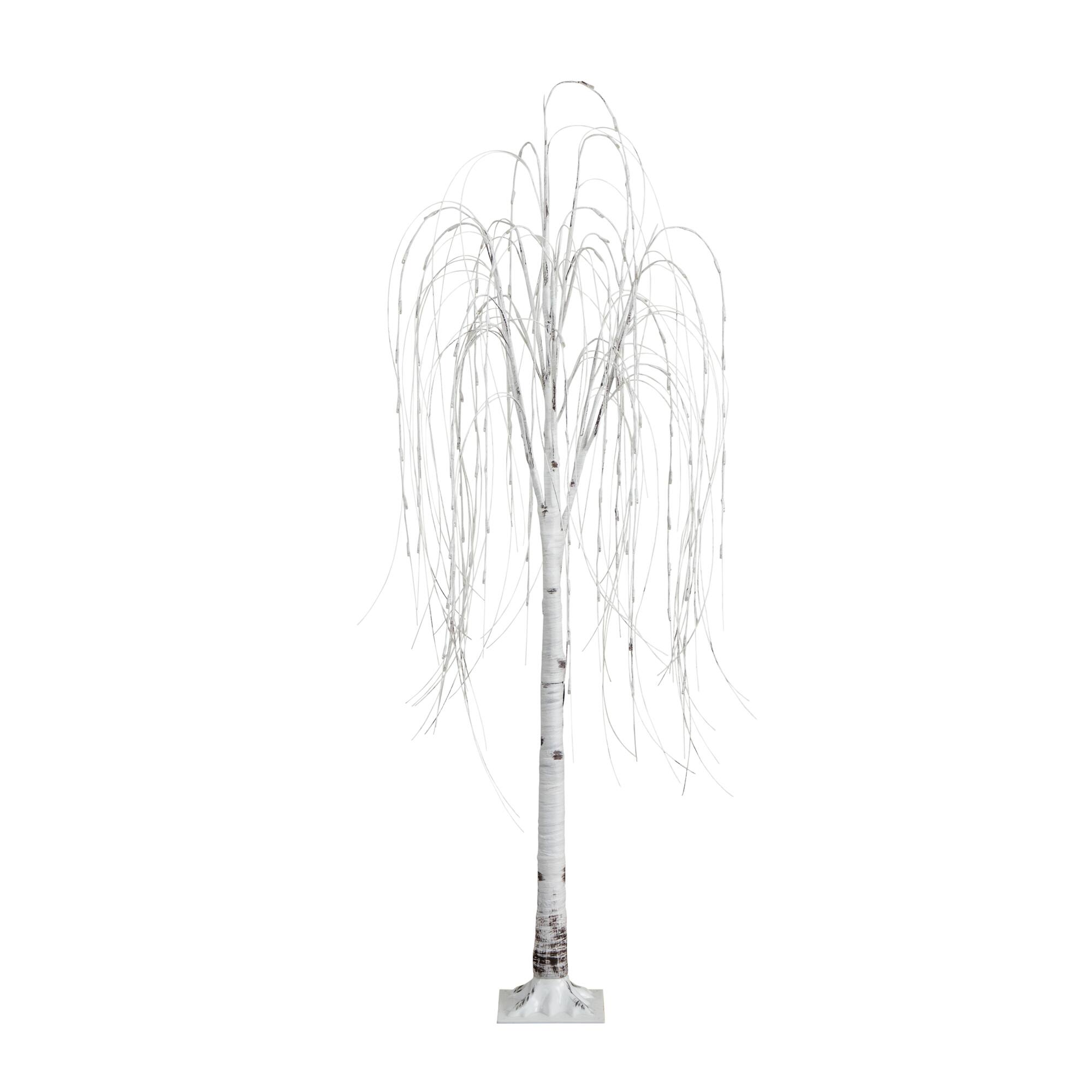 6ft. Pre-Lit White Weeping Willow Artificial Christmas Tree, Warm White LED Lights
