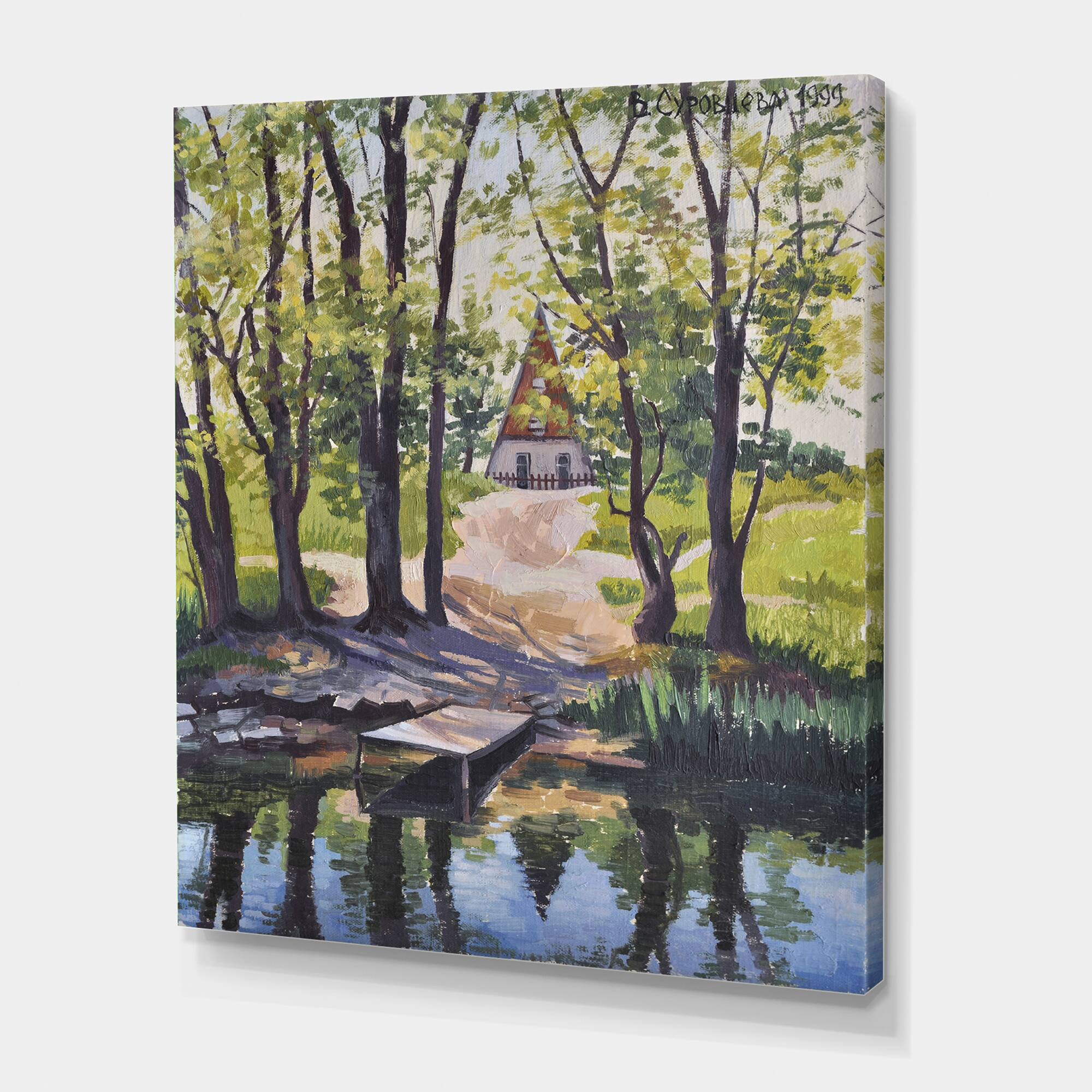 Designart - Mysterious House By The River In The Woods