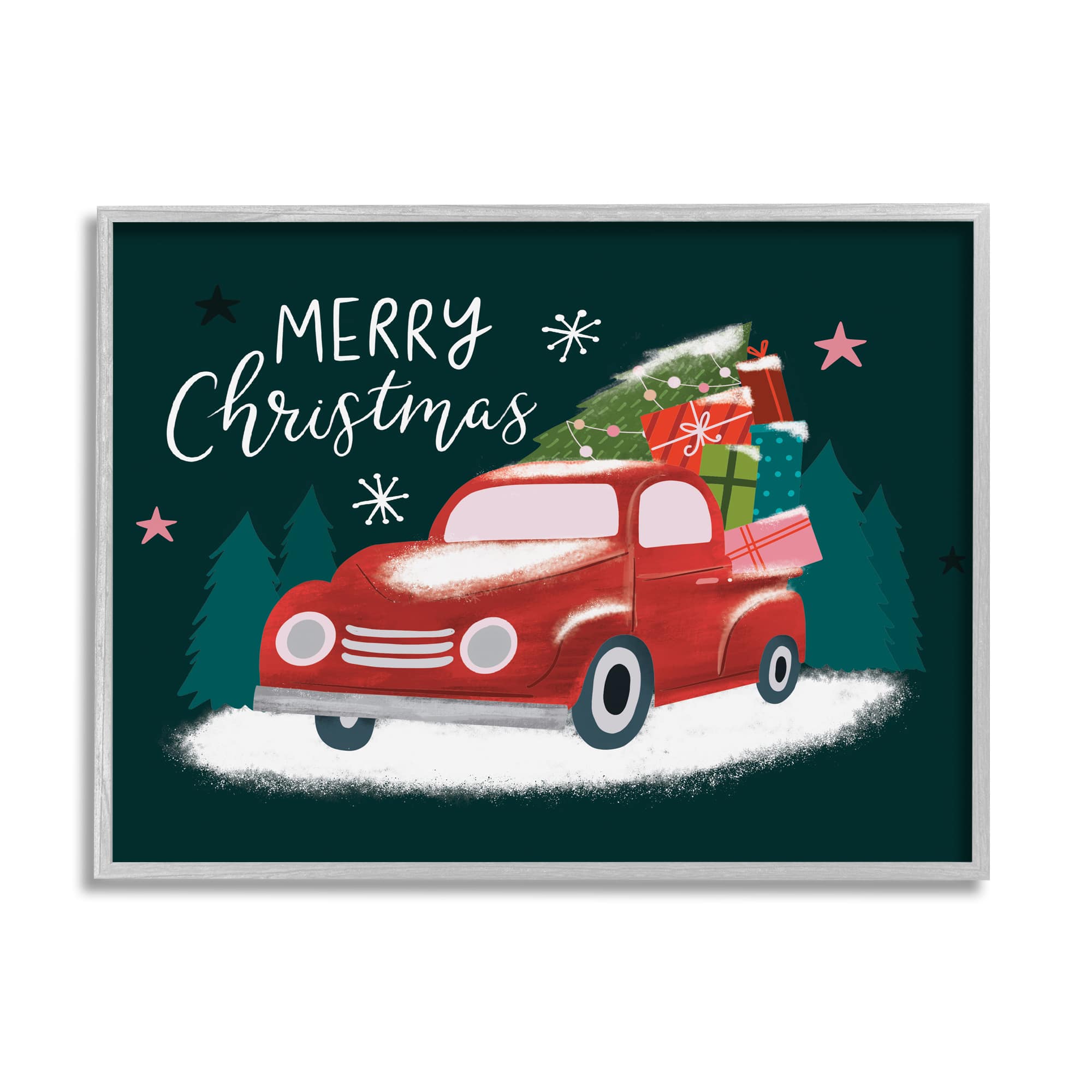 Stupell Industries Merry Christmas Gifts Truckload Framed Giclee Art