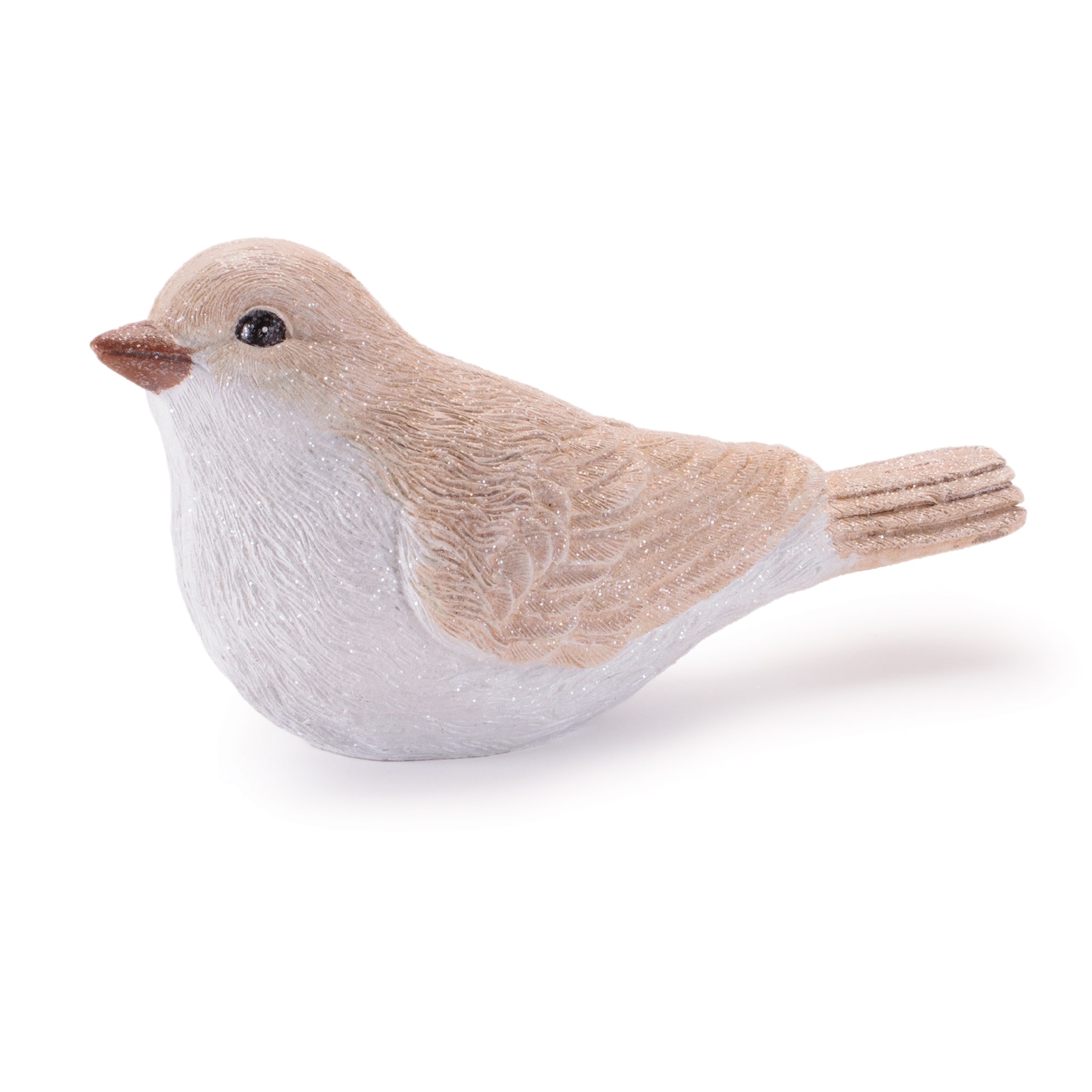Melrose 2.25" Beige Glittered Bird Figurines Set