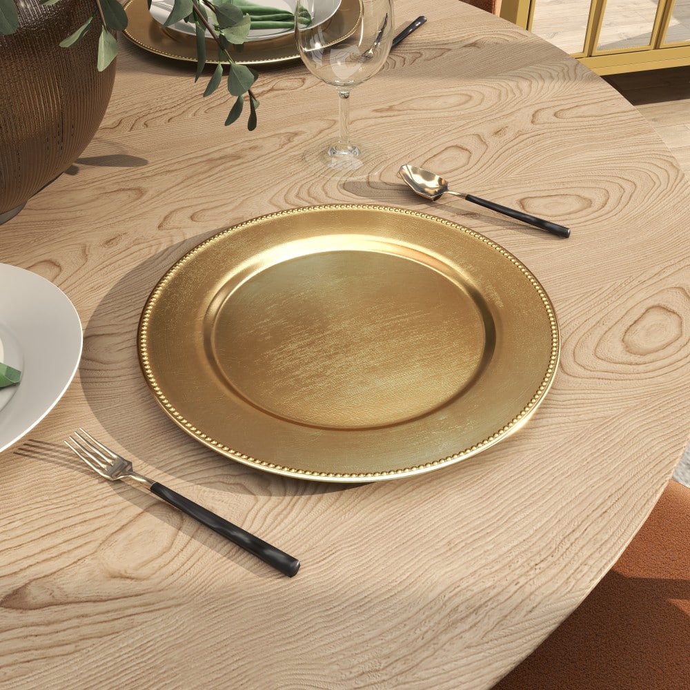 13" Gold Melamine Plastic Chargers, 8ct.