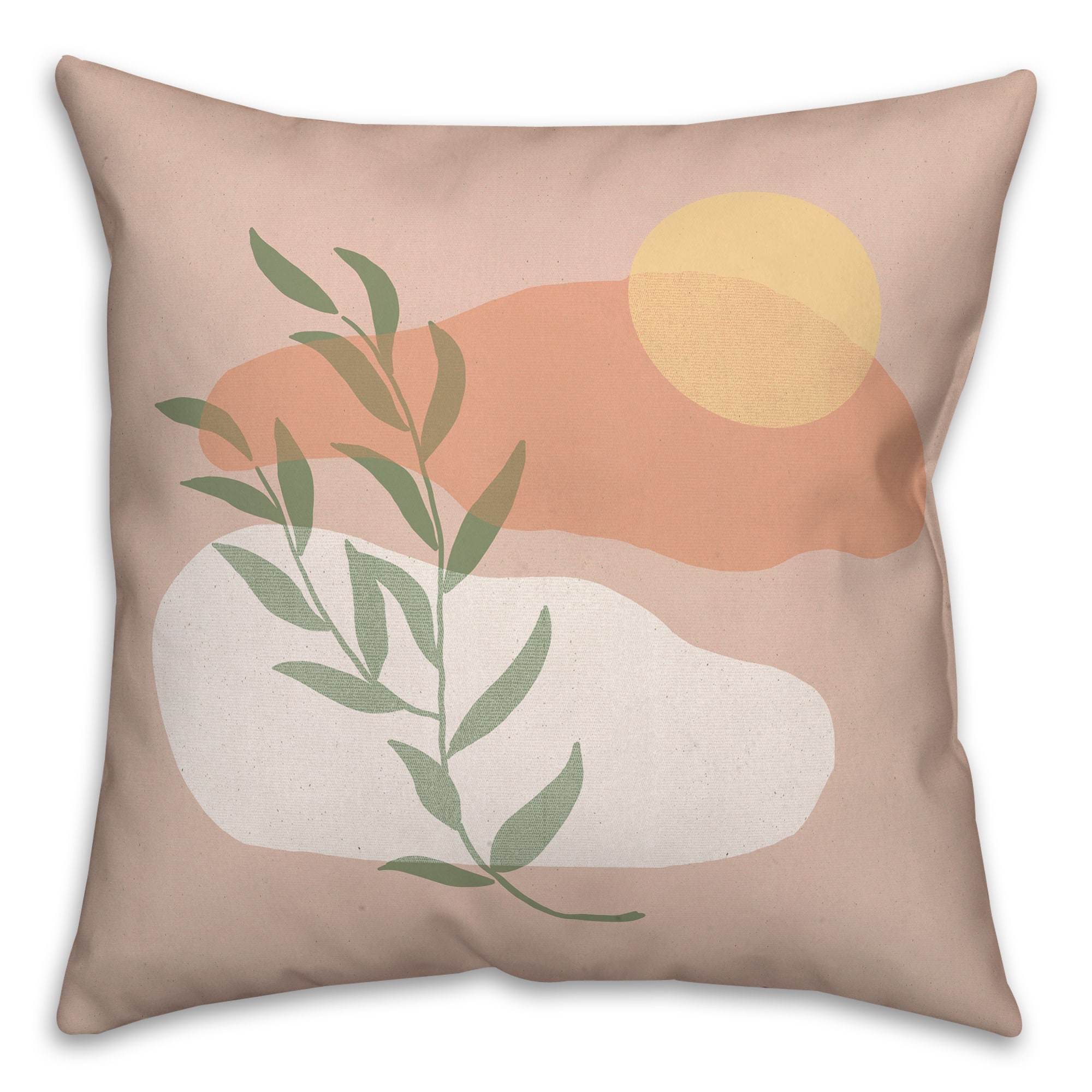 Clouds Leaf Sun On Blush  18" x 18" Throw Pillow