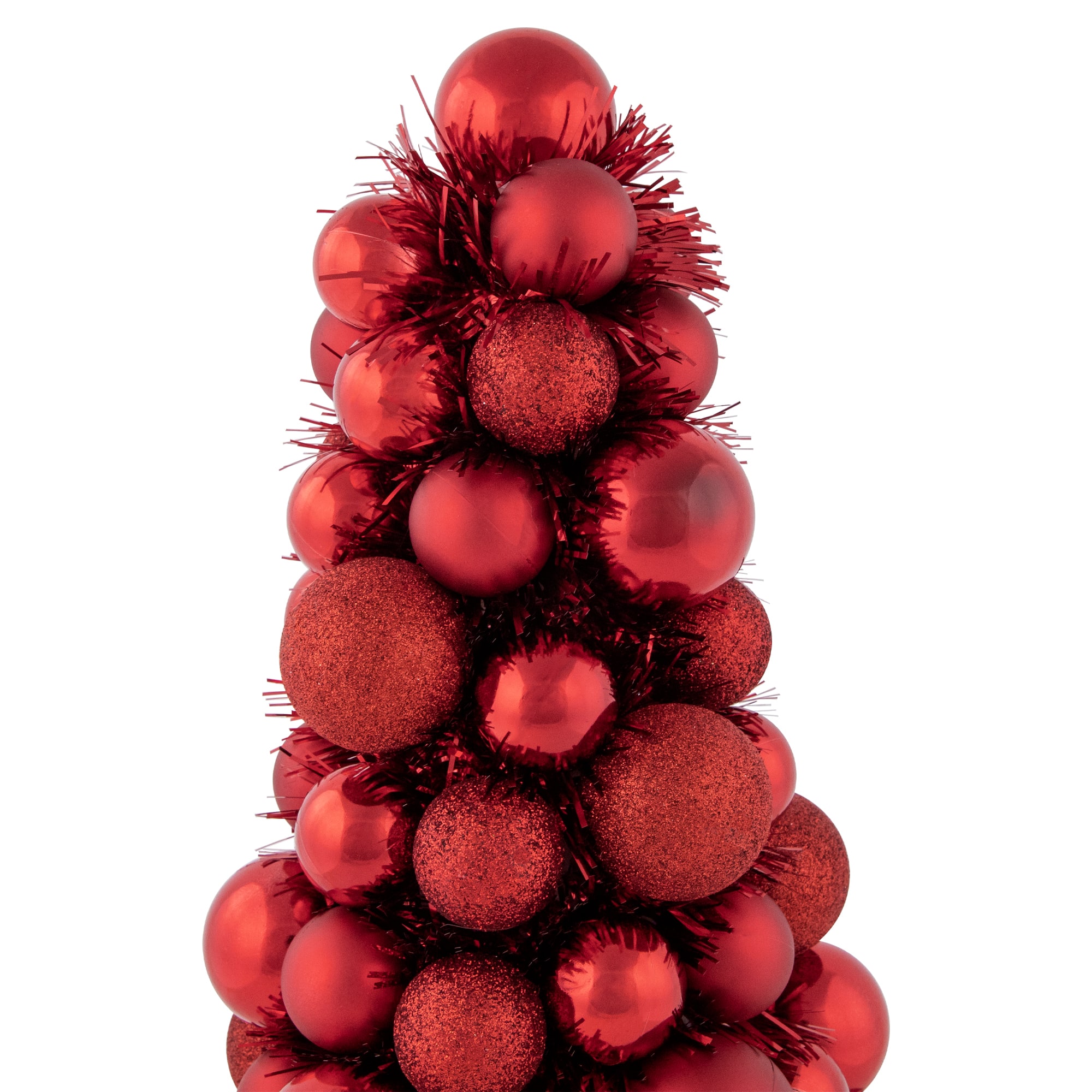 15.75" 3-Finish Shatterproof Ball Christmas Tree with Tinsel