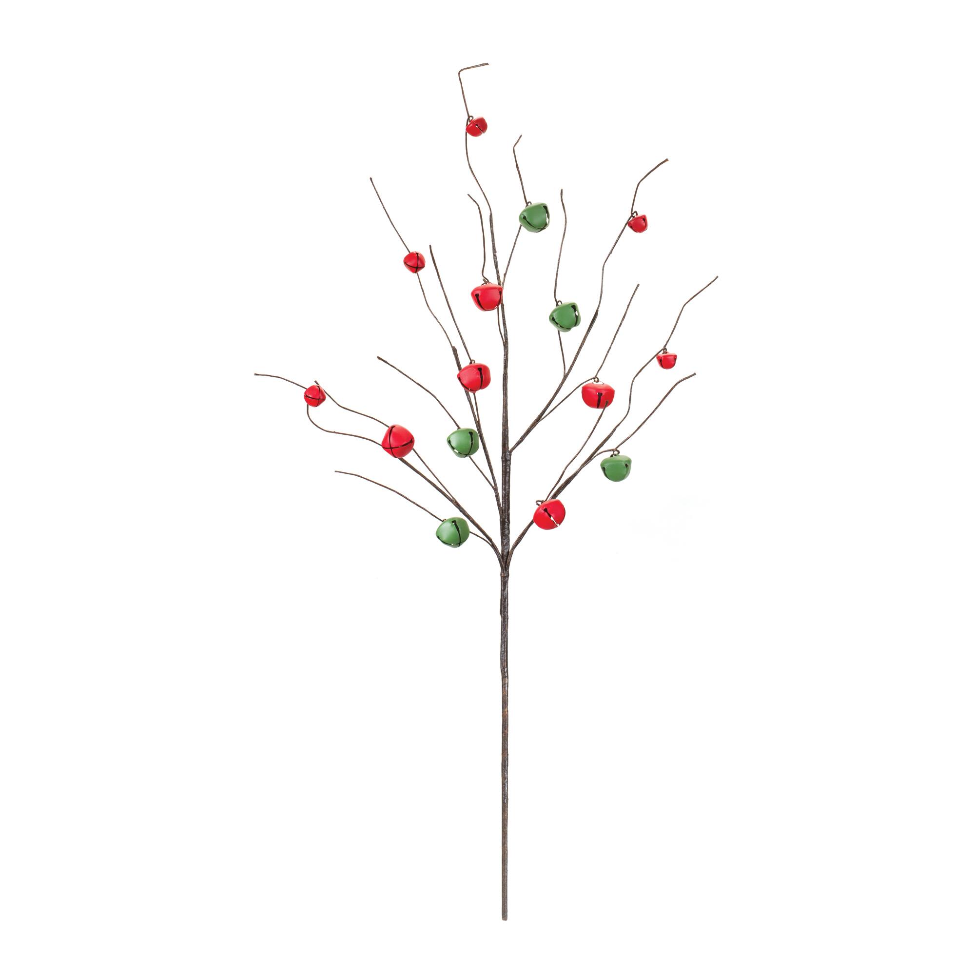 Red & Green Sleigh Bell Twig Branches, 6ct.