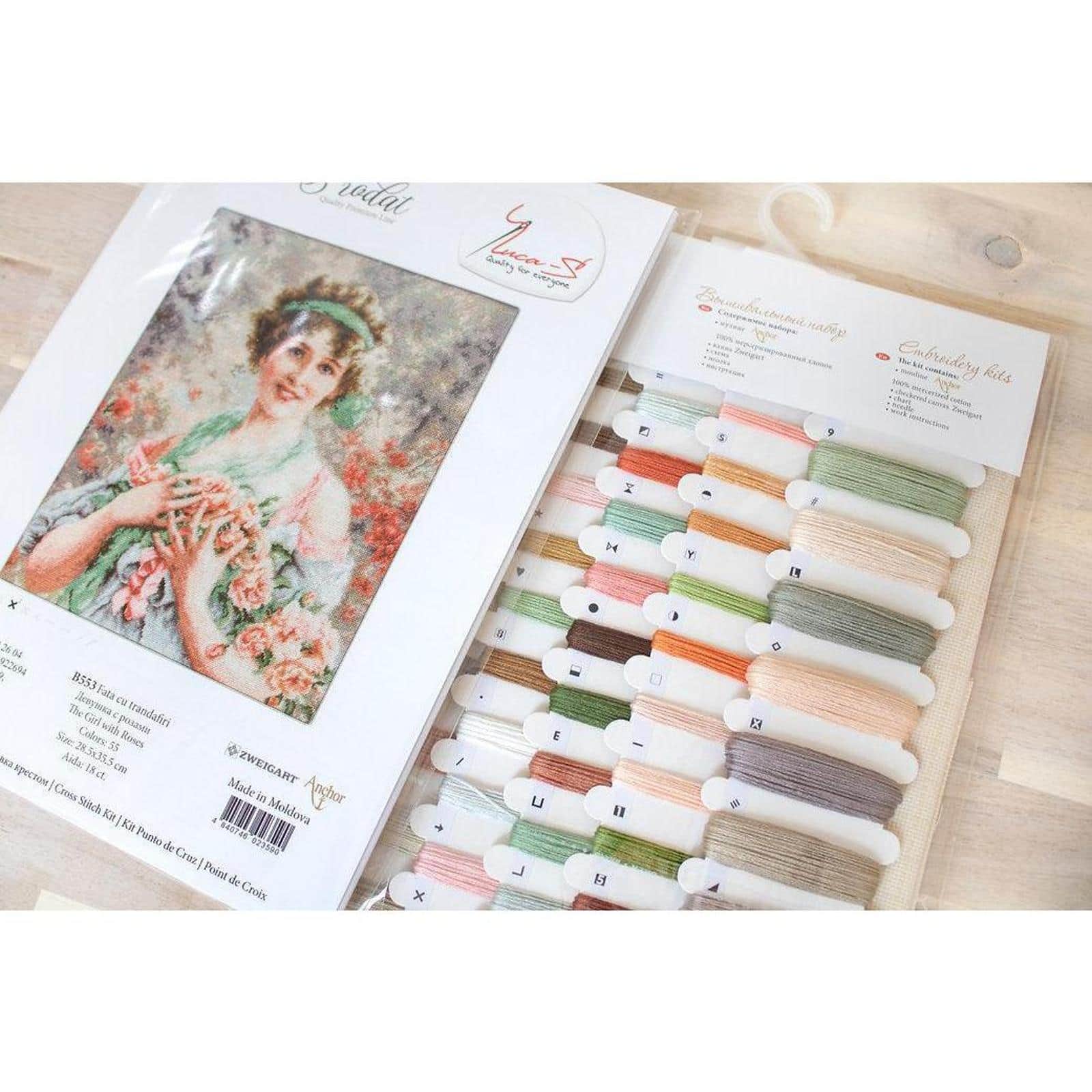 Luca-s The Girl With Roses Counted Cross Stitch Kit