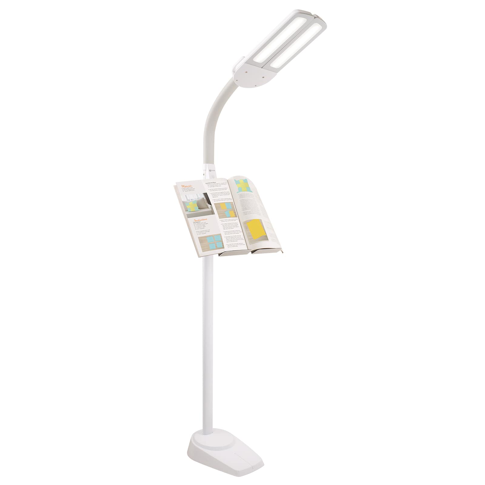 OttLite White Dual Shade LED Floor Lamp with USB Charging Station