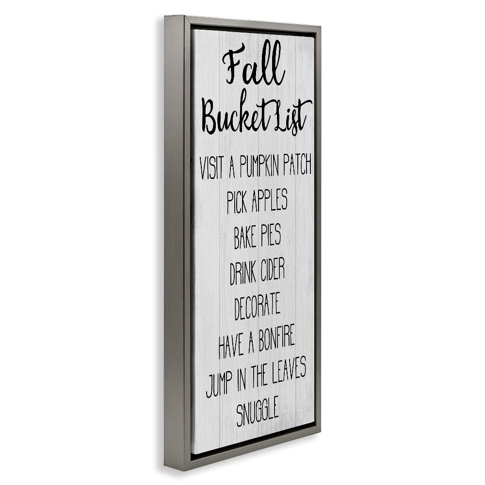 Stupell Industries Fall Bucket List Casual Sign Floater Framed Art