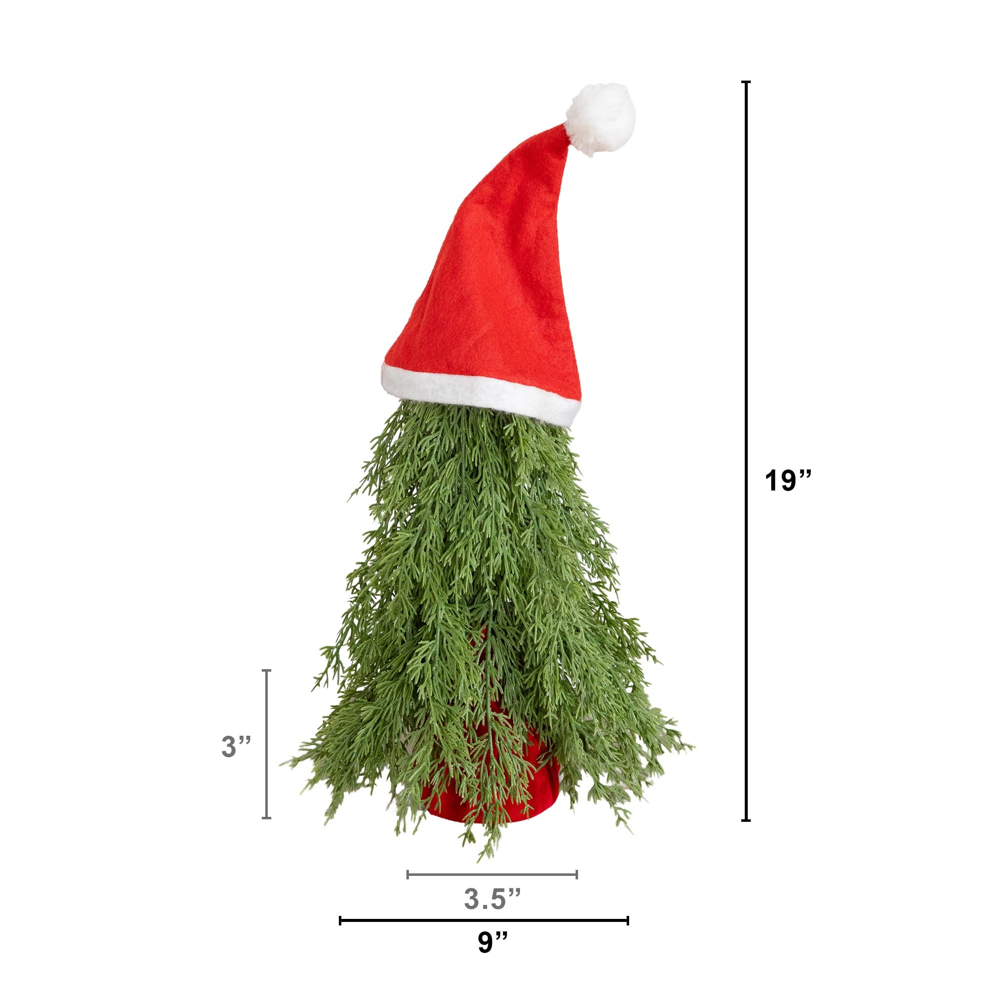 Nearly Natural 19" Unlit Artificial Down Swept Christmas Tree with Santa Hat Topper