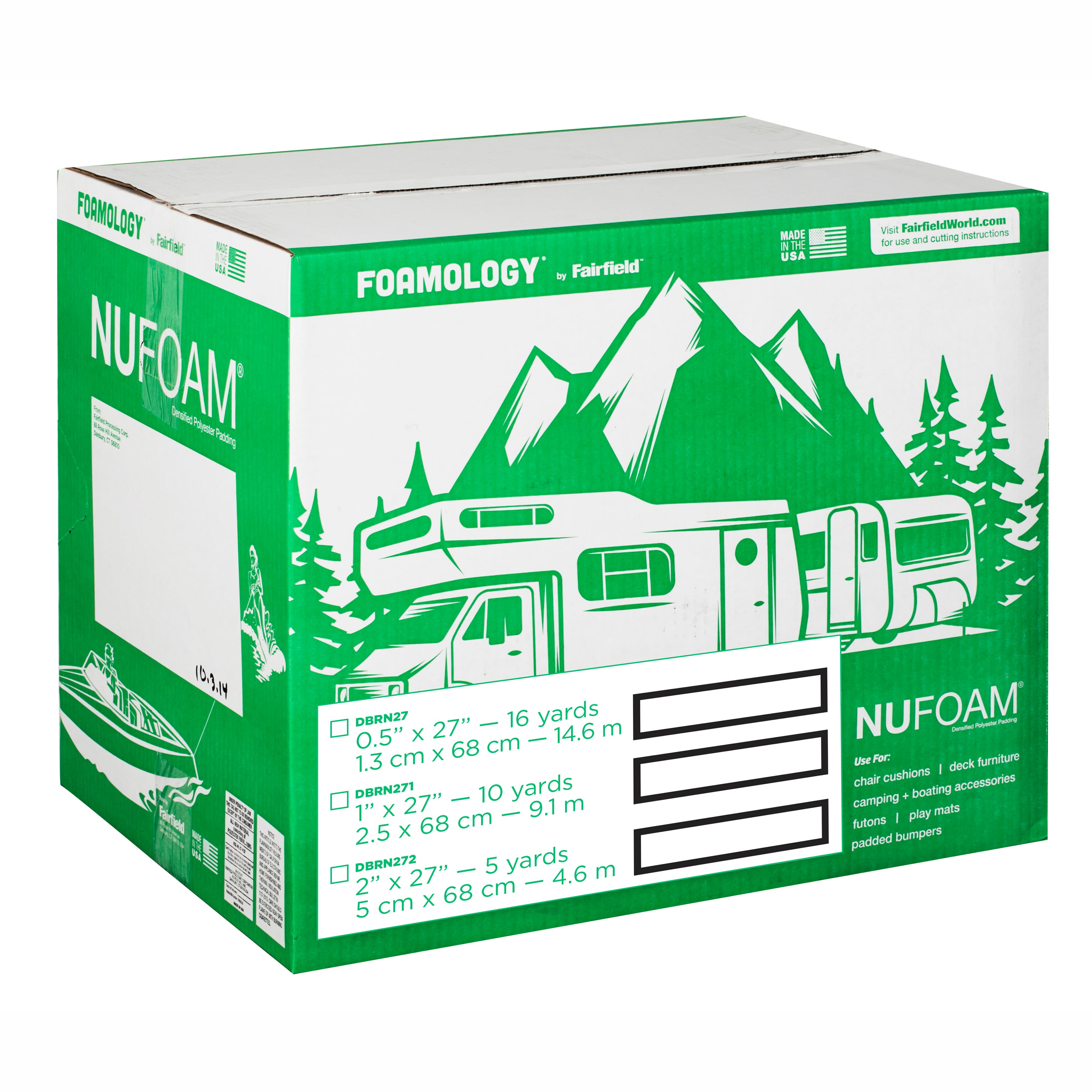 DBN-2705-16YR-1 Nu Foam Indoor & Outdoor Densified Polyester Padding Rolled in Dispenser - White - 27 x 0.5 in. x 16 Yards