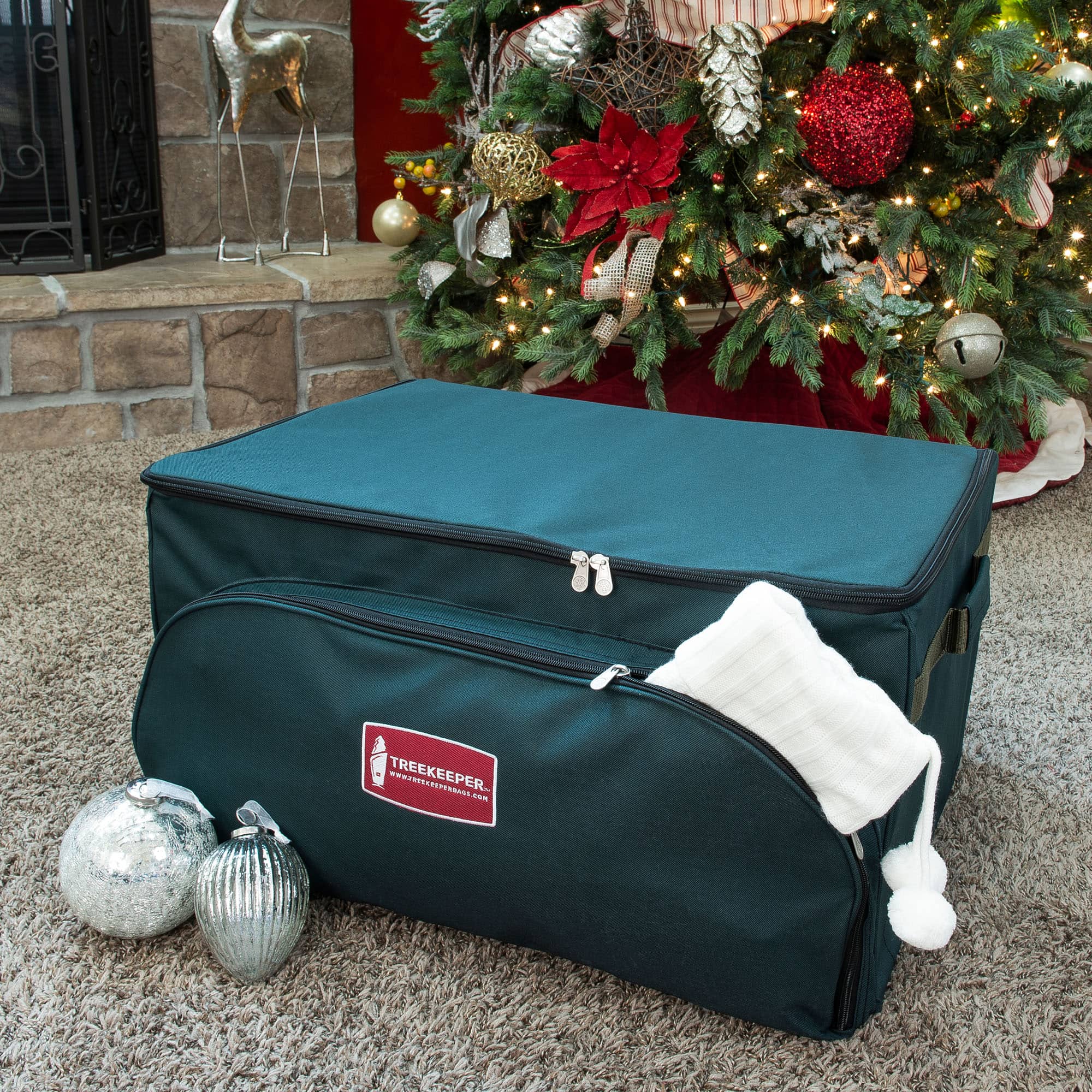 TreeKeeper Christmas Ornament Storage Box with Adjustable Dividers
