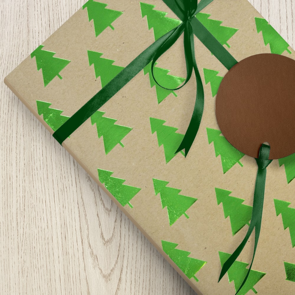 JAM Paper Christmas Tree Print Kraft Gift Wrap
