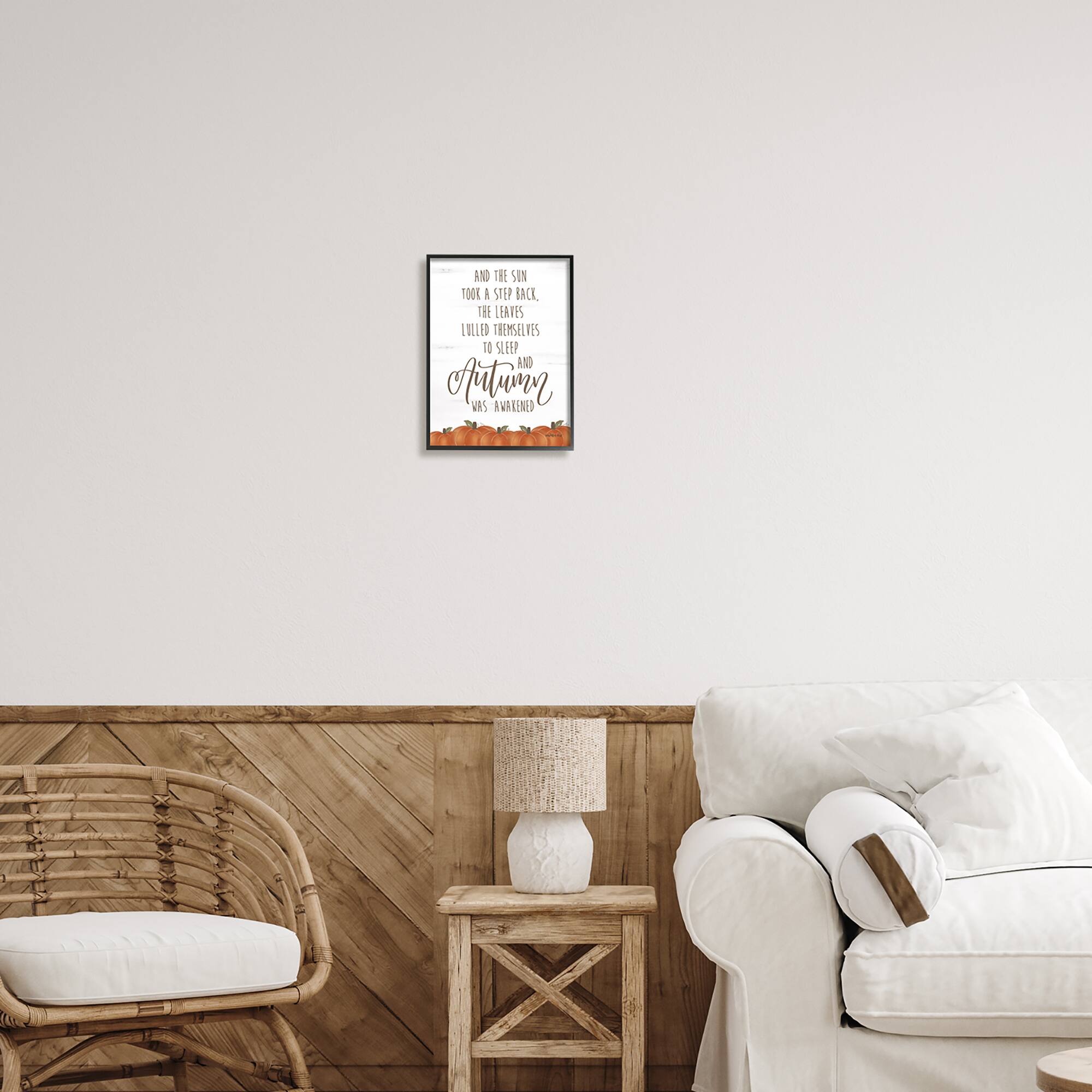 Stupell Industries Autumn Awakened Phrase Framed Giclee Art