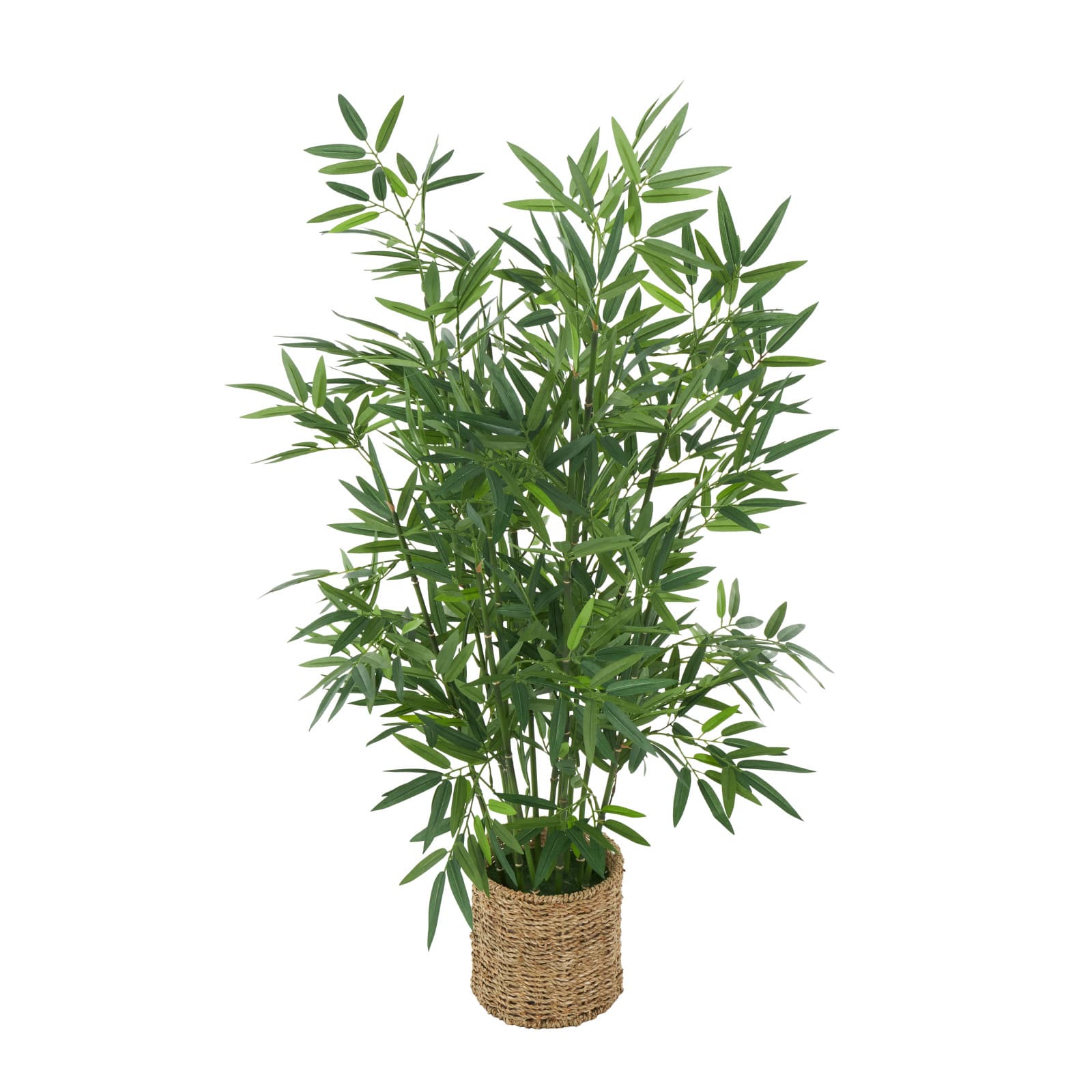 40" Green Realistic Foliage Plant in Brown Seagrass Pot