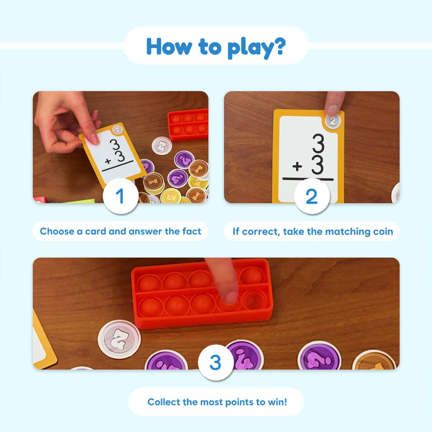 The Fidget Game Math Ahoy Game, Flash Cards, Coins & Fidget Mat Set