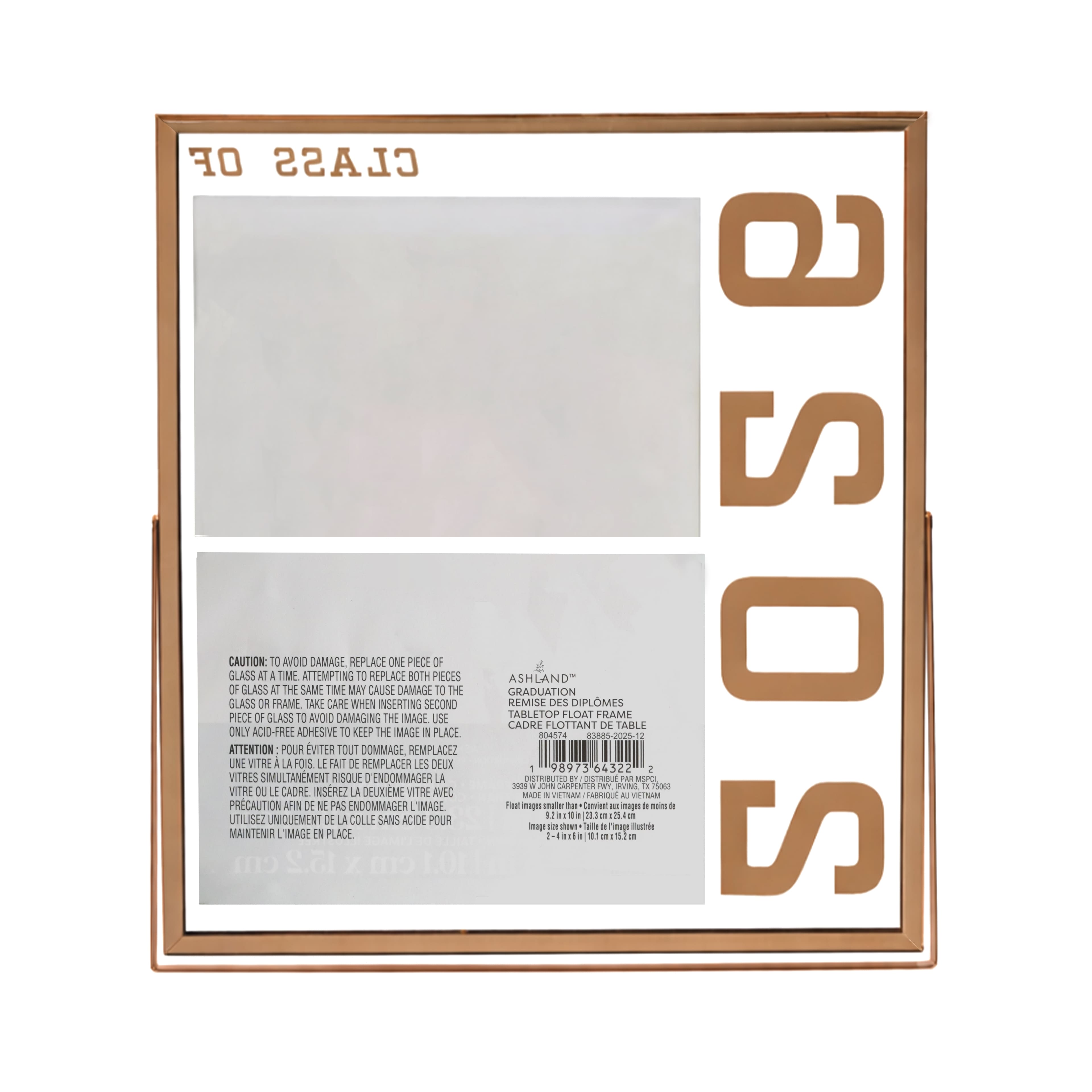 2 Opening 4" x 6" Gold 2026 Metal Tabletop Float Frame, Graduation by Ashland®