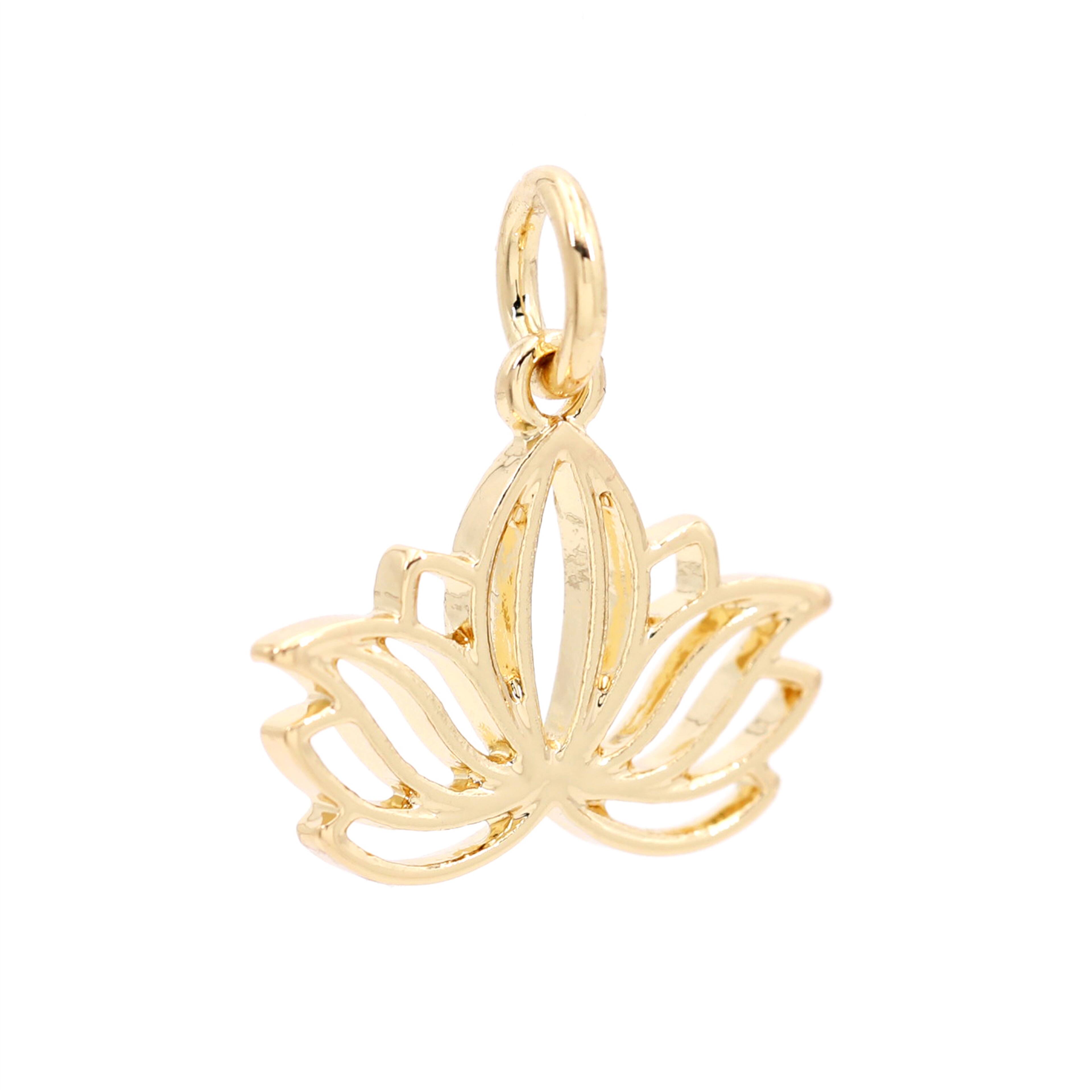 12 Pack: 14K Gold Plated Lotus Charm by Bead Landing™