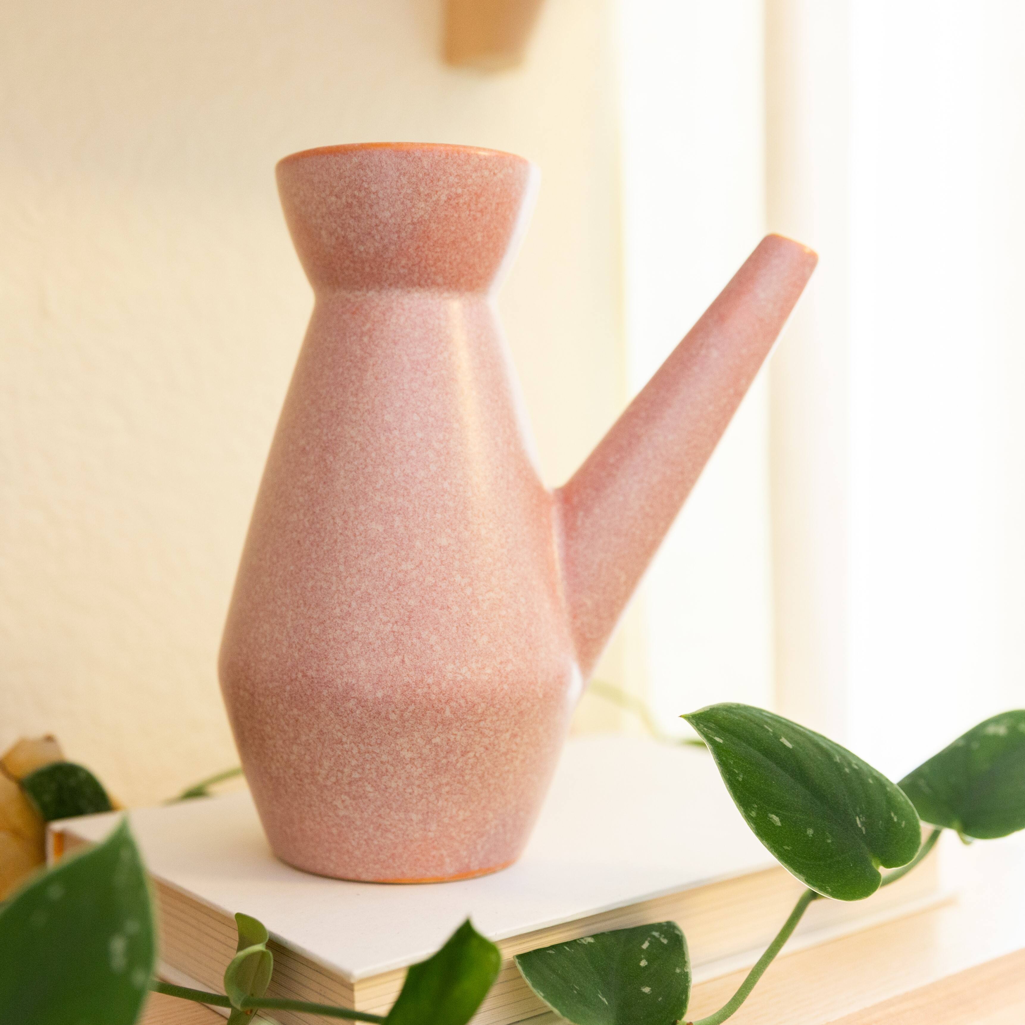 Flora Bunda 7" Ceramic Watering Can With Speckled Finish