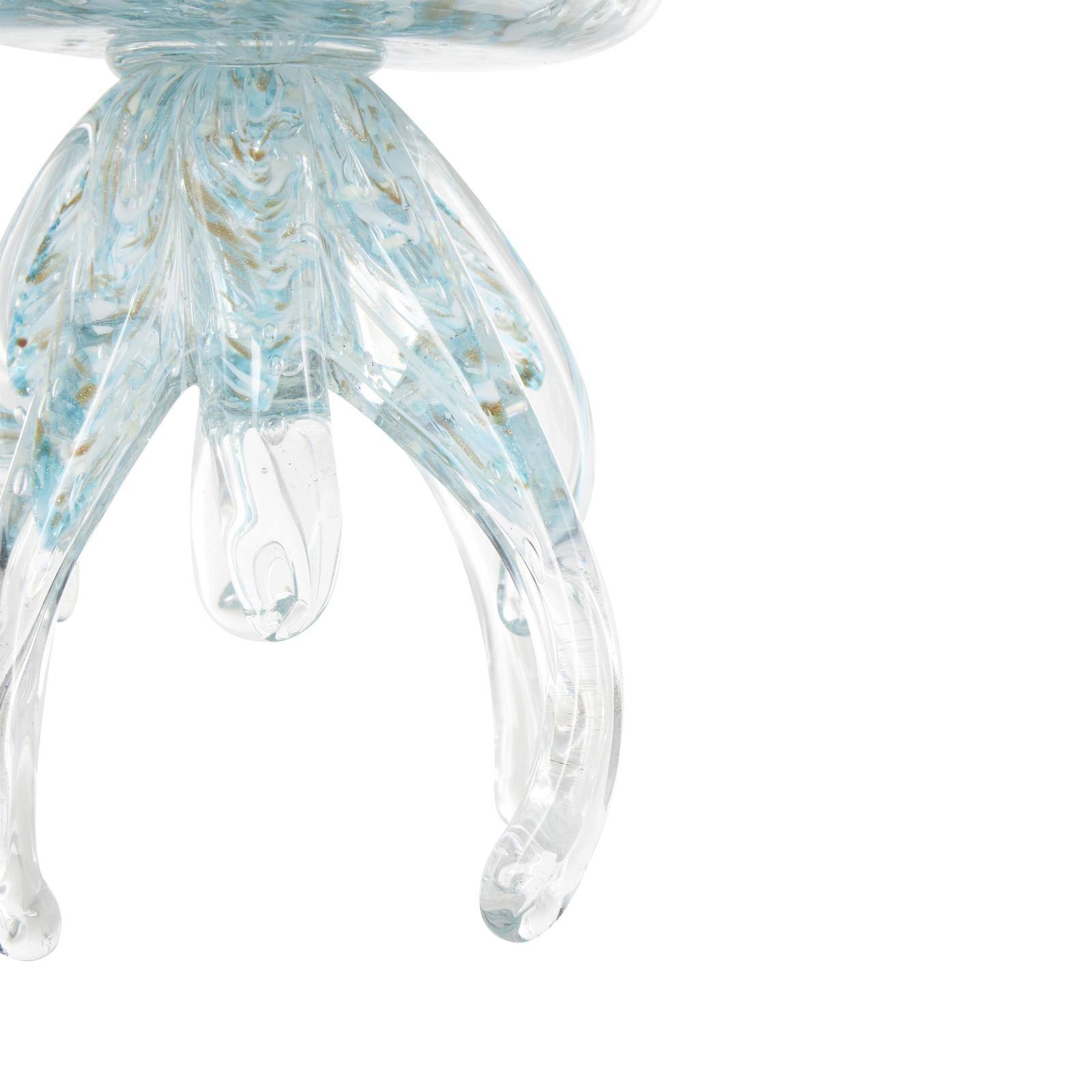 Blue Jellyfish Textured Glass Sculpture Set