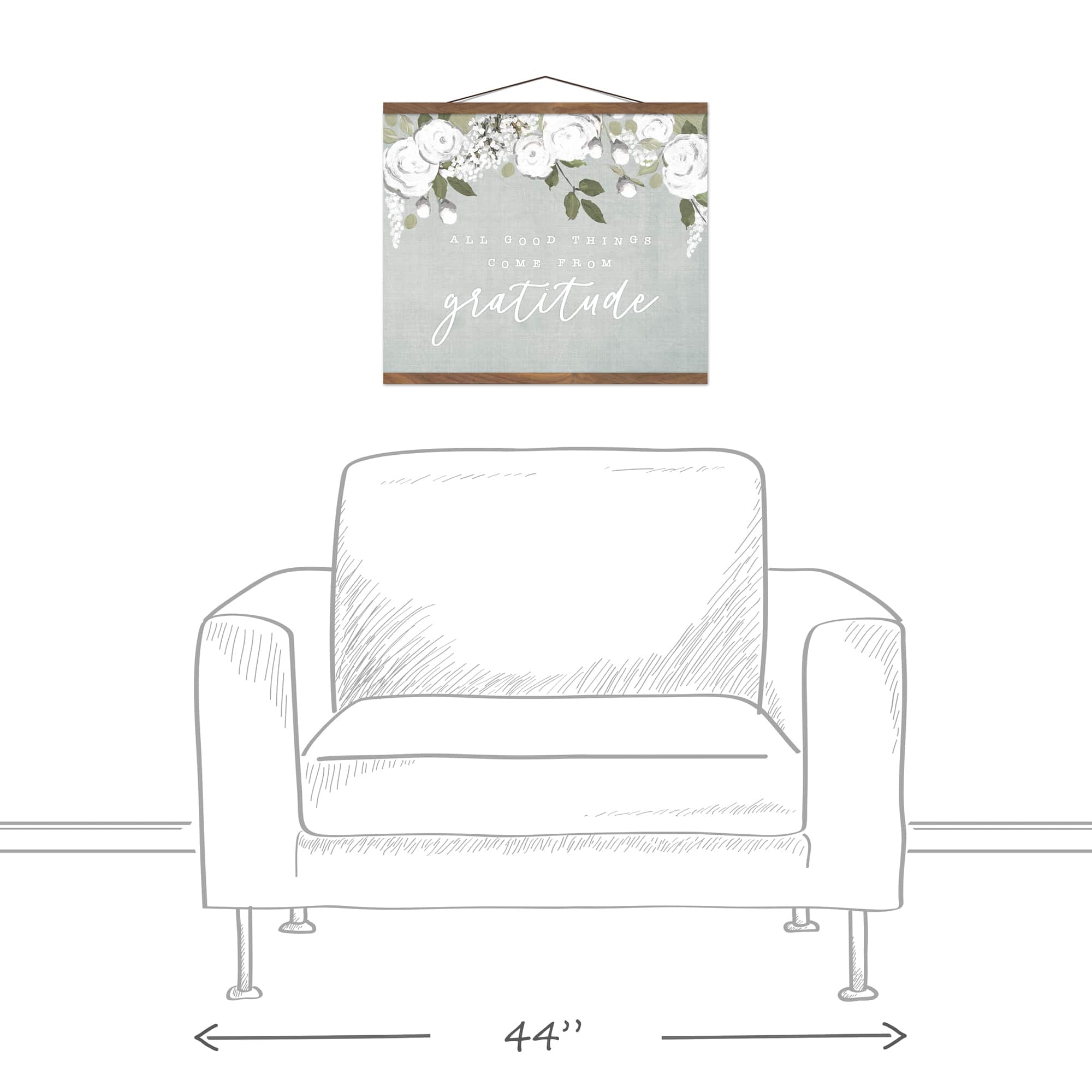Good Things Come With Gratitude 16" x 20" Teak Hanging Canvas