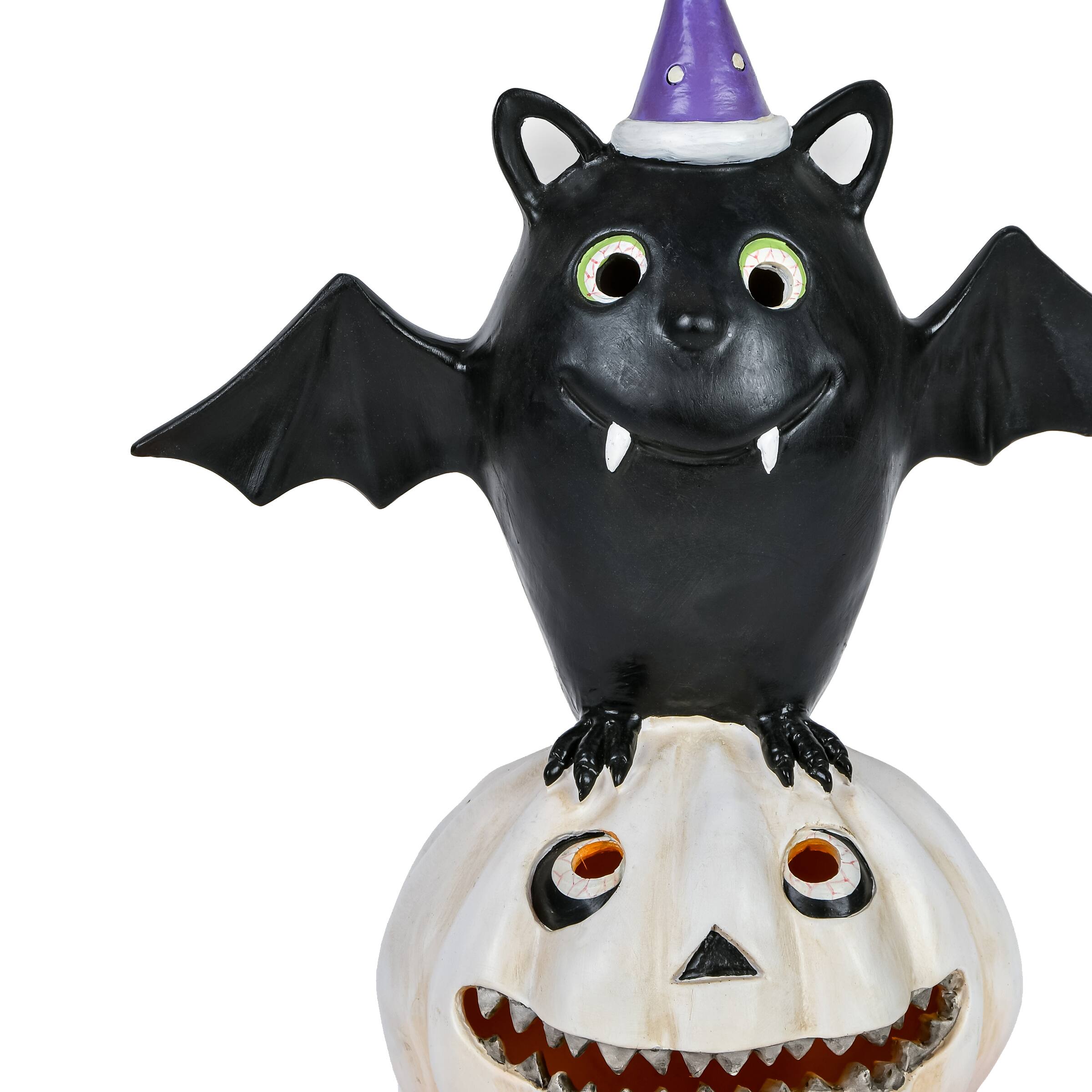 22'' Pre-Lit Bat Standing on Pumpkins Halloween Décor