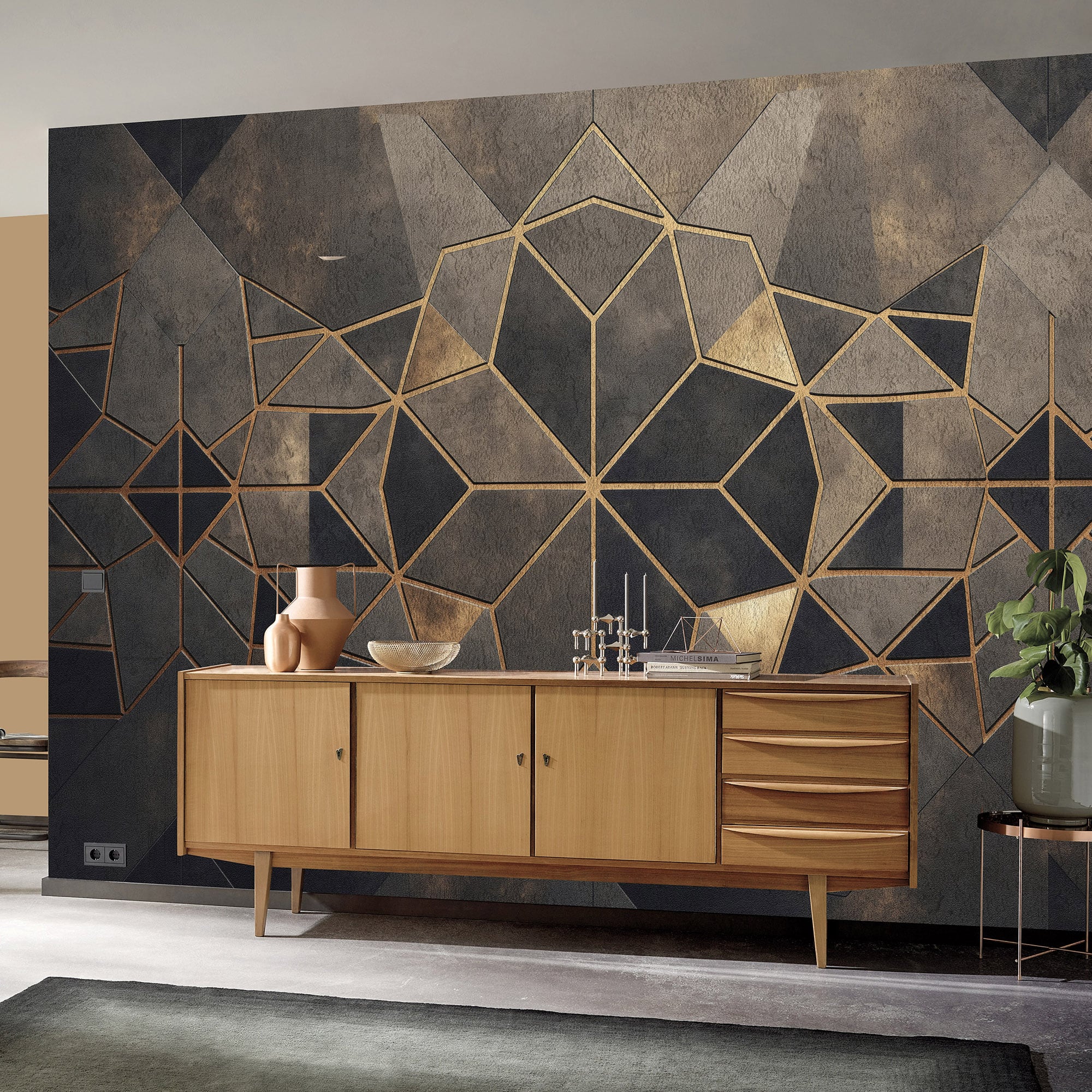 Designs Direct Gilded Star Gold Wall Mural