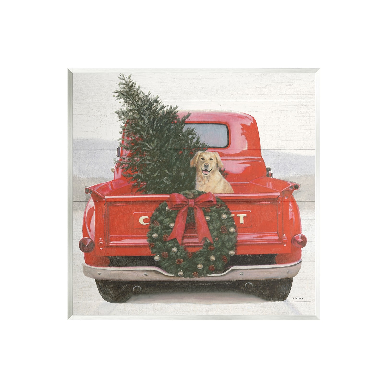 Stupell Industries 12" x 12" Festive Dog in Truck Wall Plaque Art