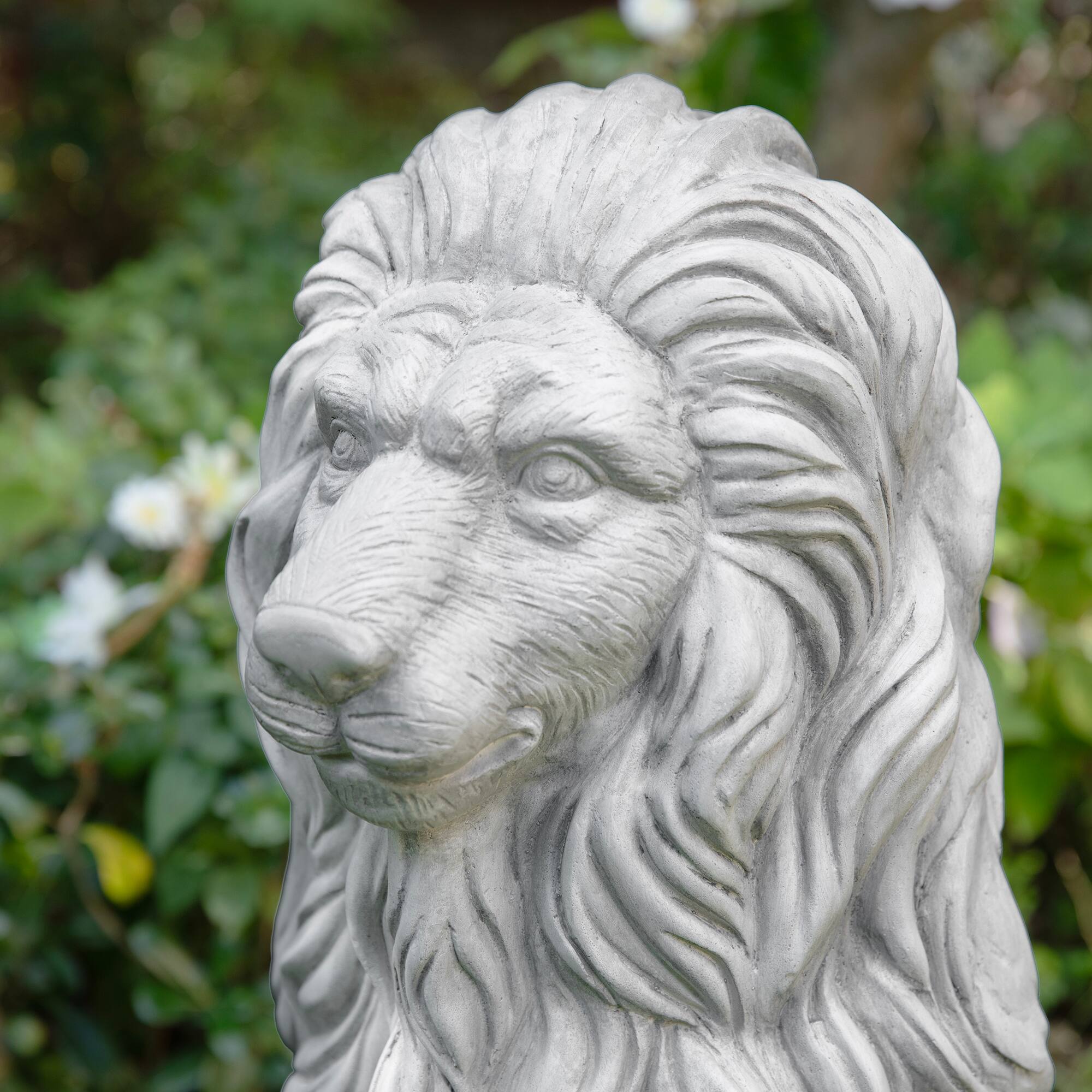 Glitzhome® 36.25" Oversized MGO Guardian Sitting Lion Garden Statue
